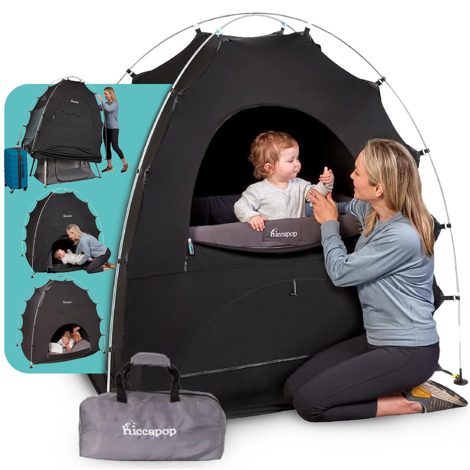 Tent for Pack and Play, Patented Portable Crib Tent, Blackout Canopy Crib Cover