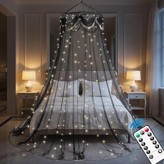 Black Bed Canopy, Elegant Bed Canopy Netting Mosquito Net