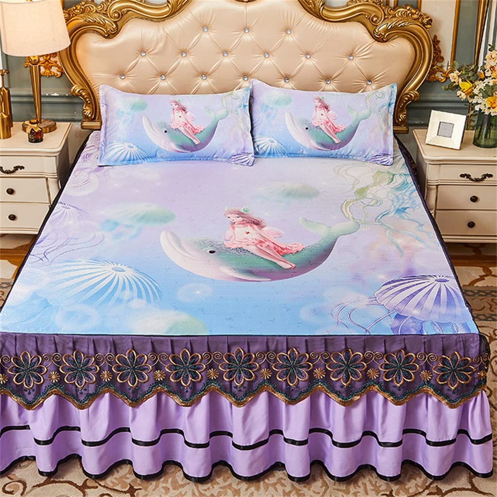 Cool mat ice Silk mat Three-Piece Set Foldable Bed Skirt Bed Cover air Conditioner