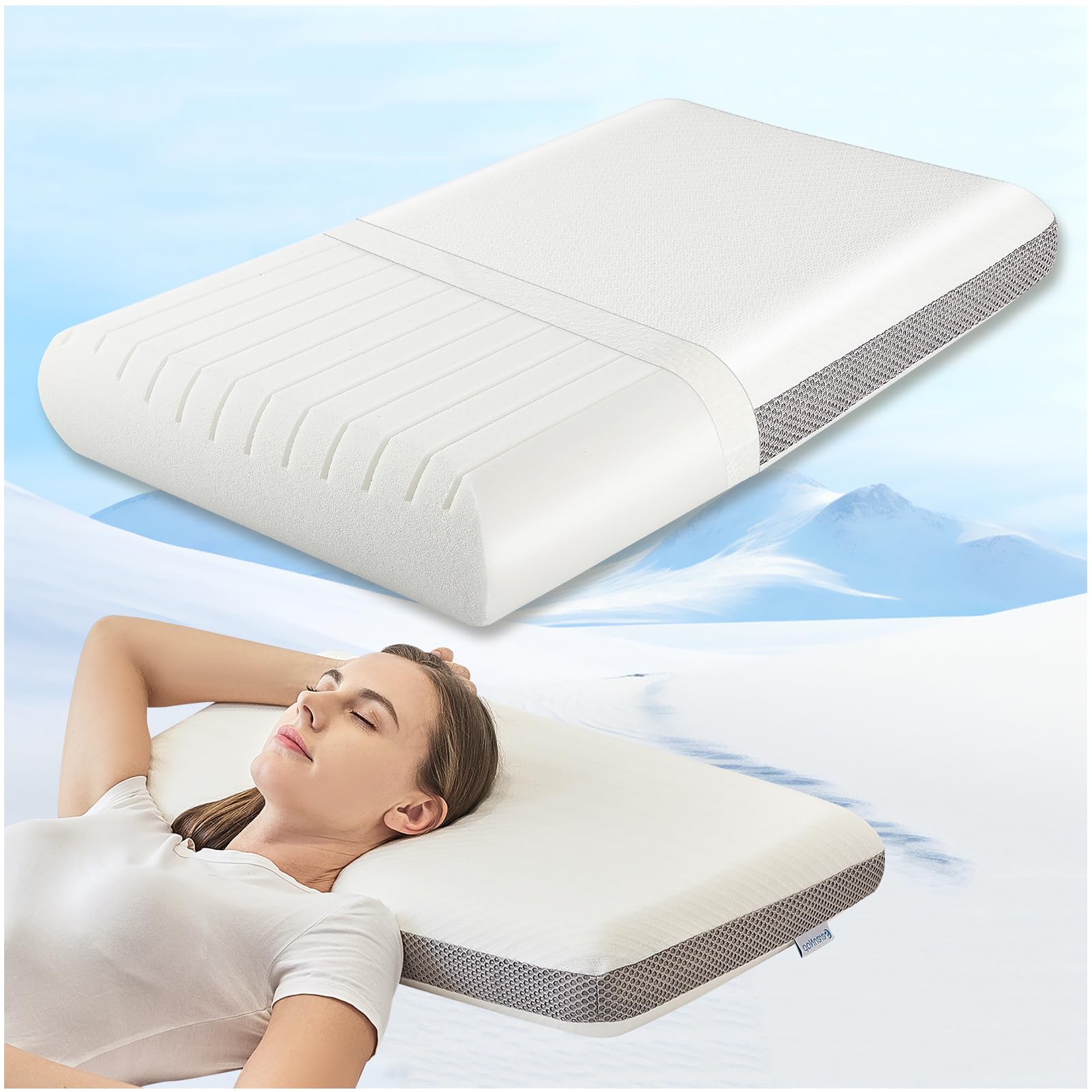 Double-Side Memory Foam Pillow,4'' Cervical Neck Pillow for Side Sleeper