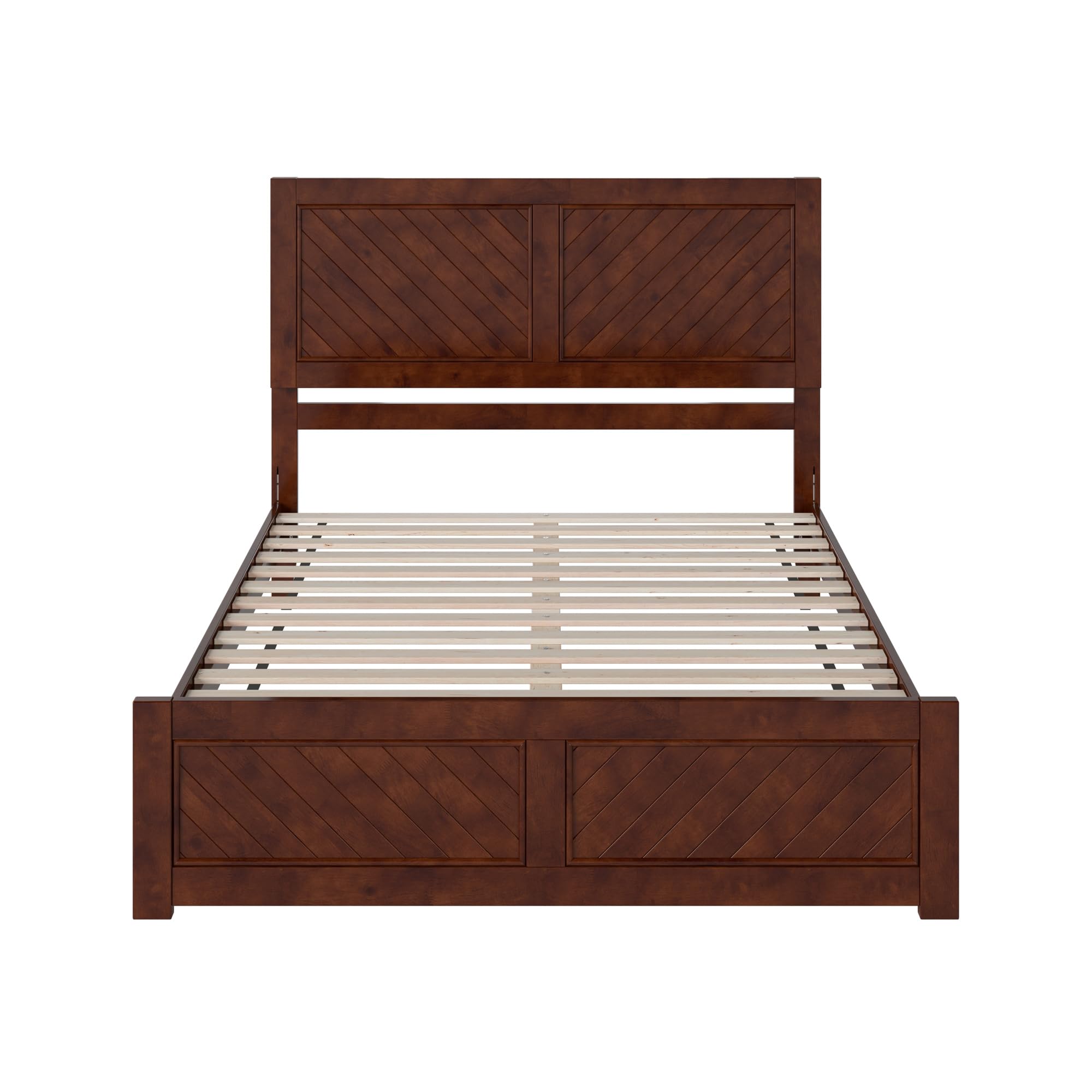 Berkshire Queen Solid Wood Low Profile Platform Bed with Matching Footboard