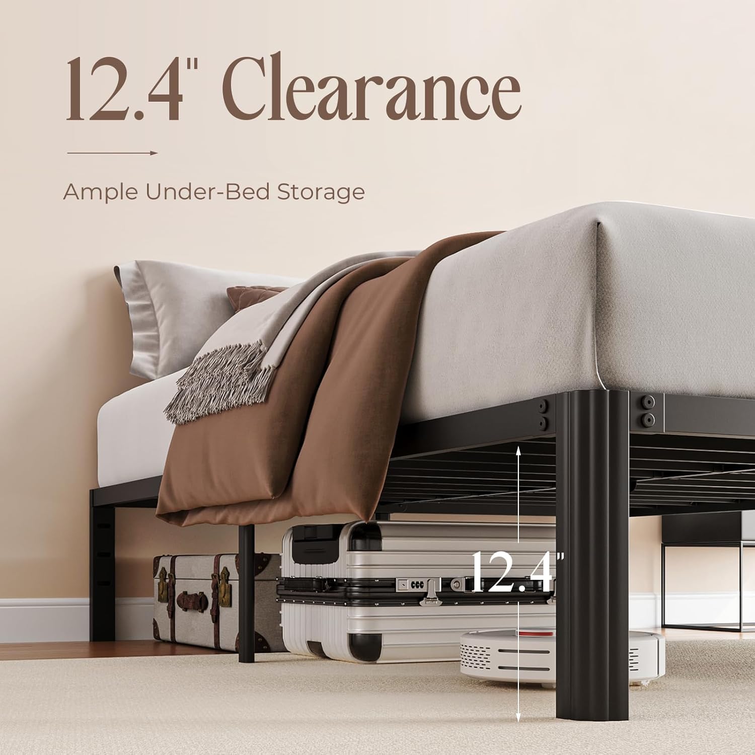 Inch Metal Bed Frame Queen Size, Heavy Duty Balck Platform