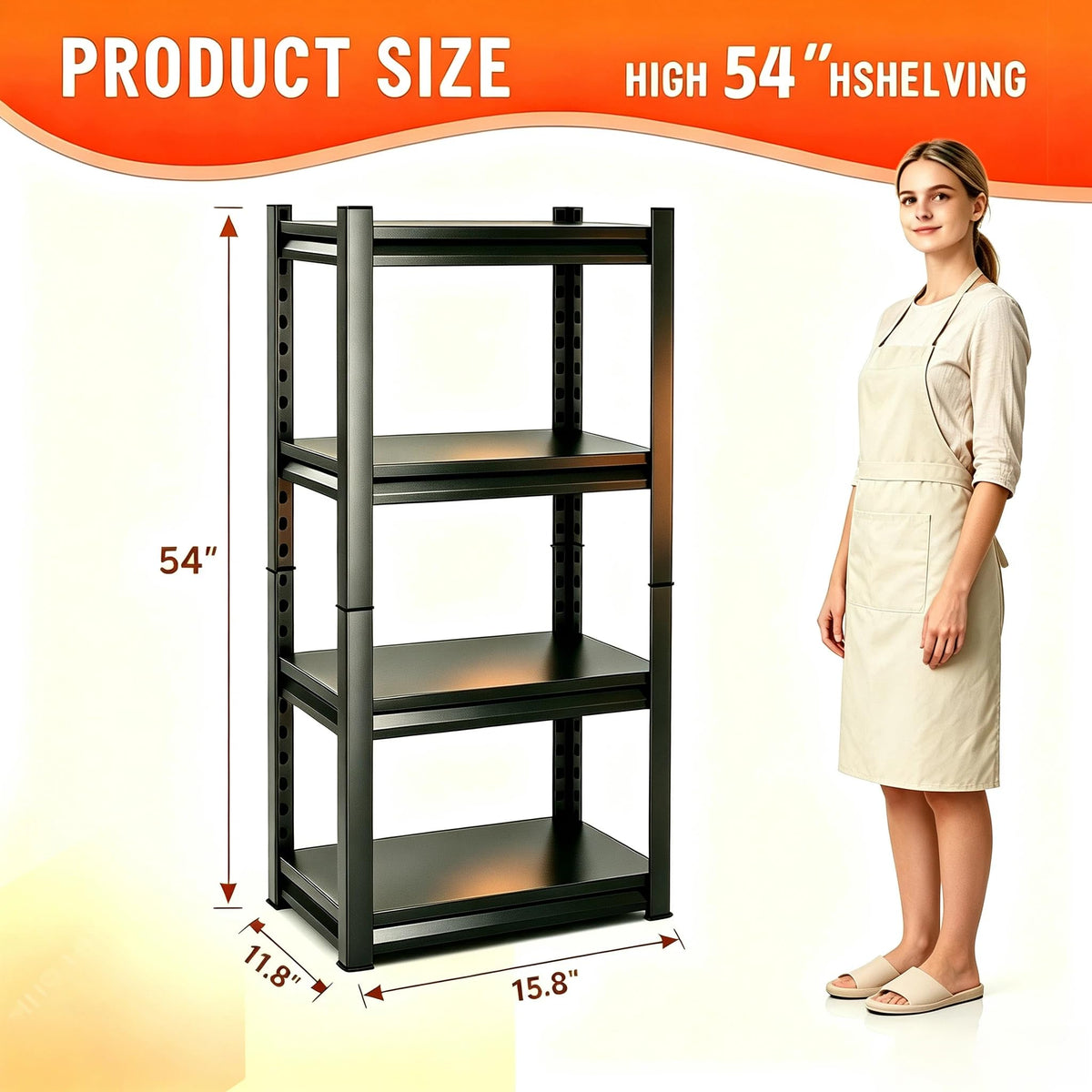 4-Tier Adjustable Metal Kitchen & Pantry Shelving Unit