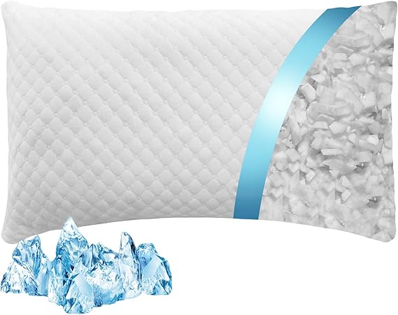 Shredded Memory Foam Pillows, Cooling Bed Pillows Queen Size Set of 2 for Sleeping,