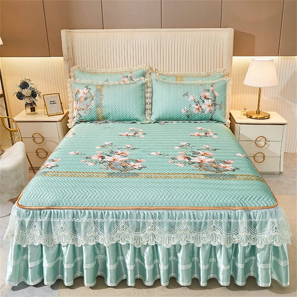Summer Ice Silk Cool Mat Three-Piece Bed Skirt Bed Cover Air Conditioning Soft