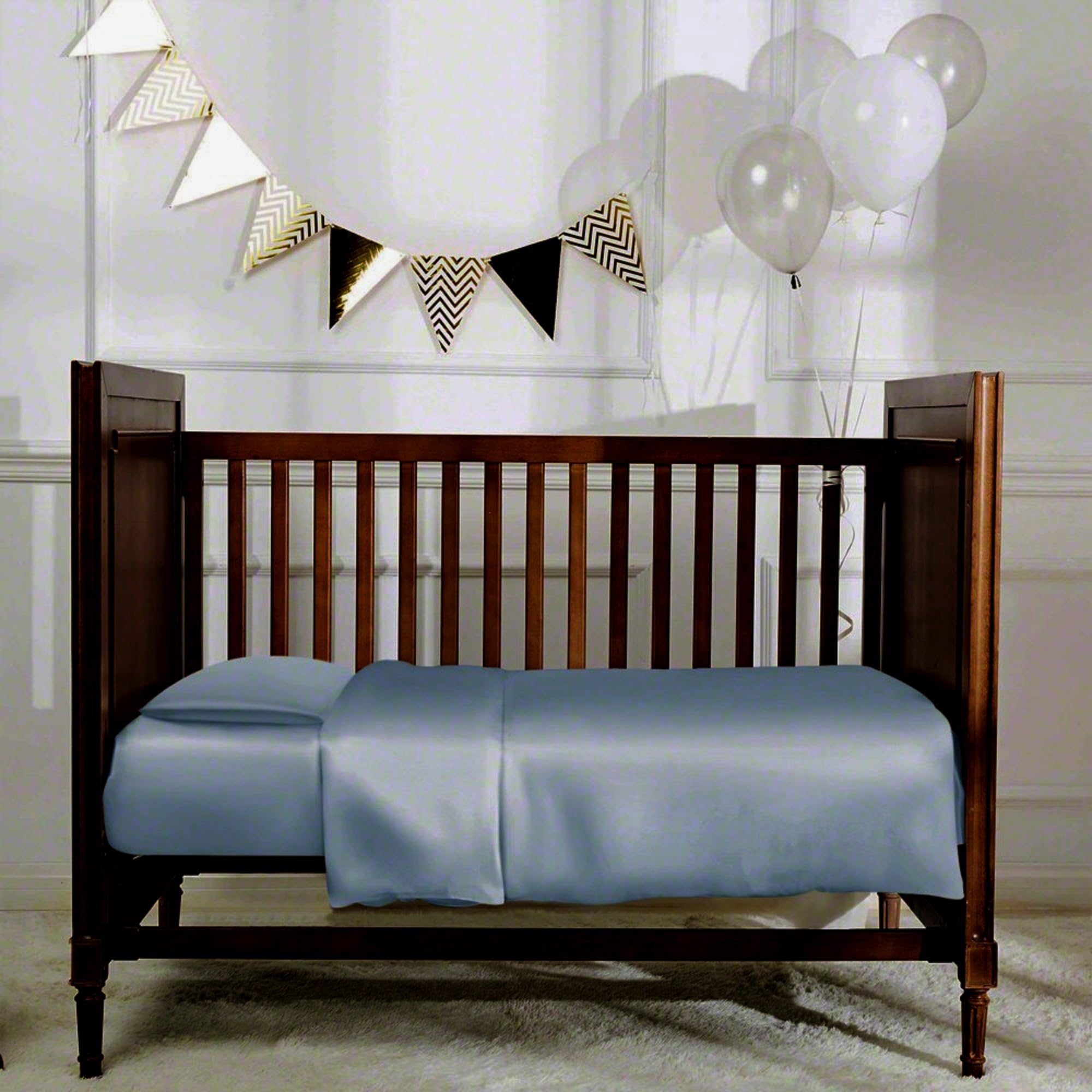 100% Mulberry Silk Crib Sheets for Baby Toddler Hair, Made in USA