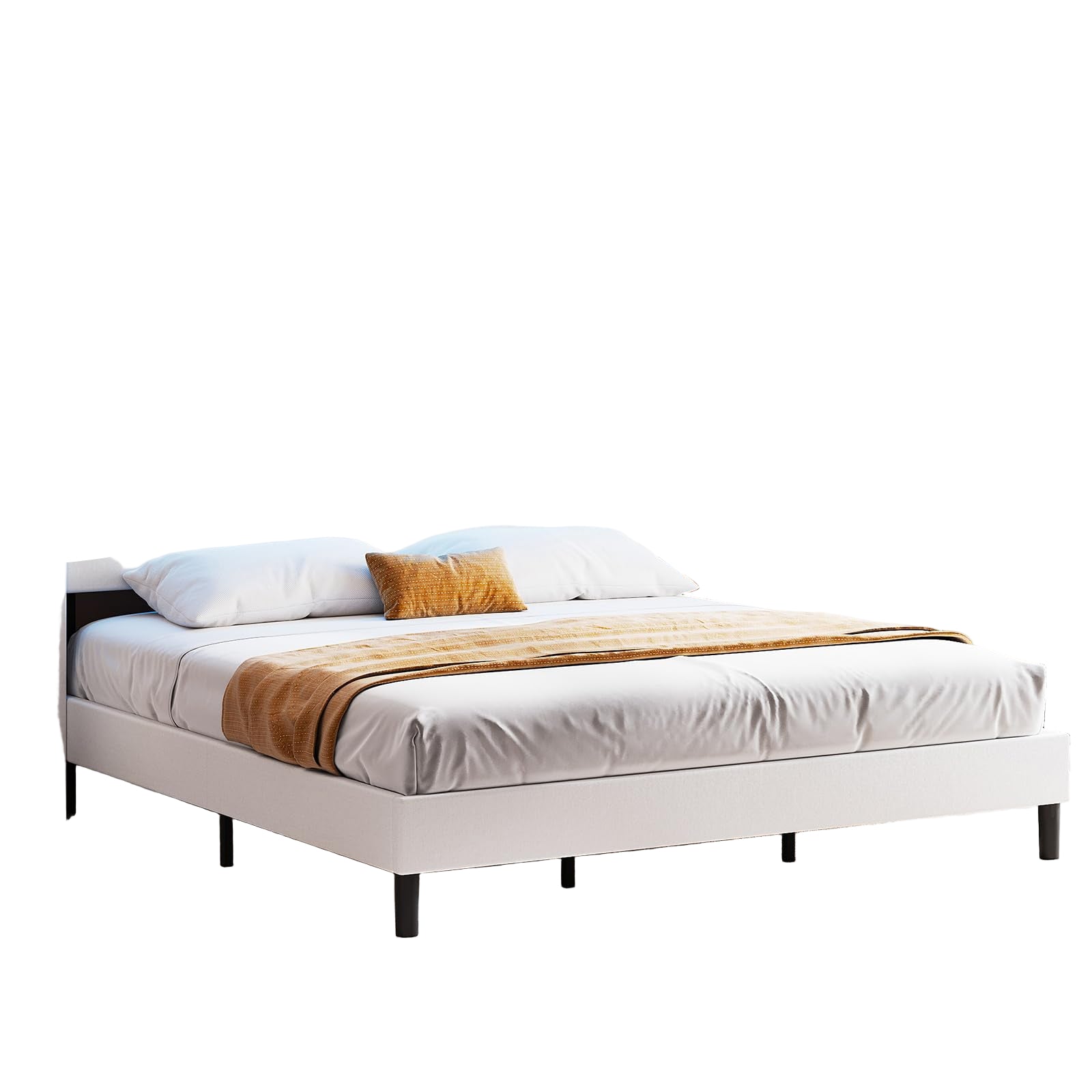 King Size Bed Frame with RGBW LED Light & Charging Station