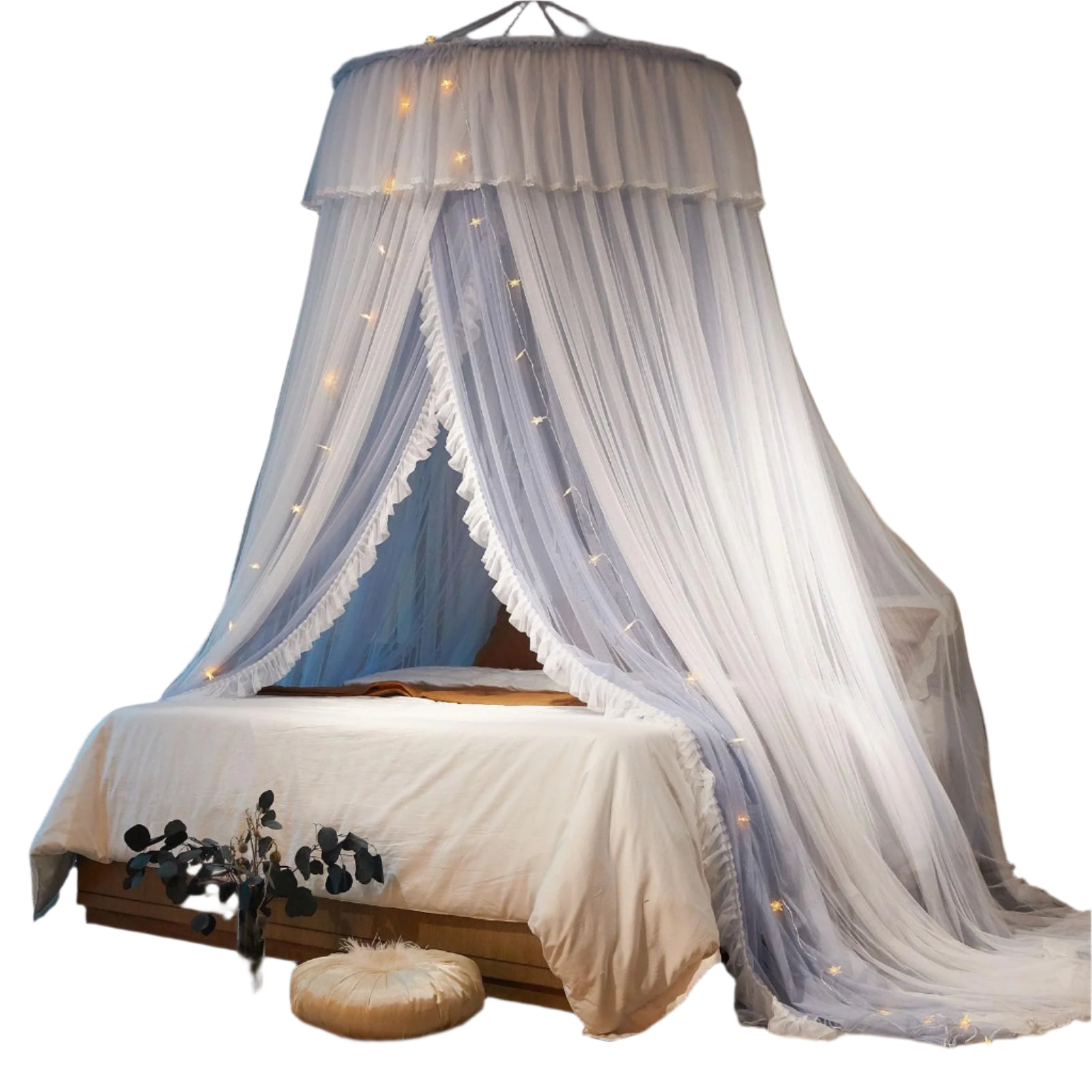 Princess Bed Canopy for Girls & Adults, Elegant Double-Layer Bed Curtain
