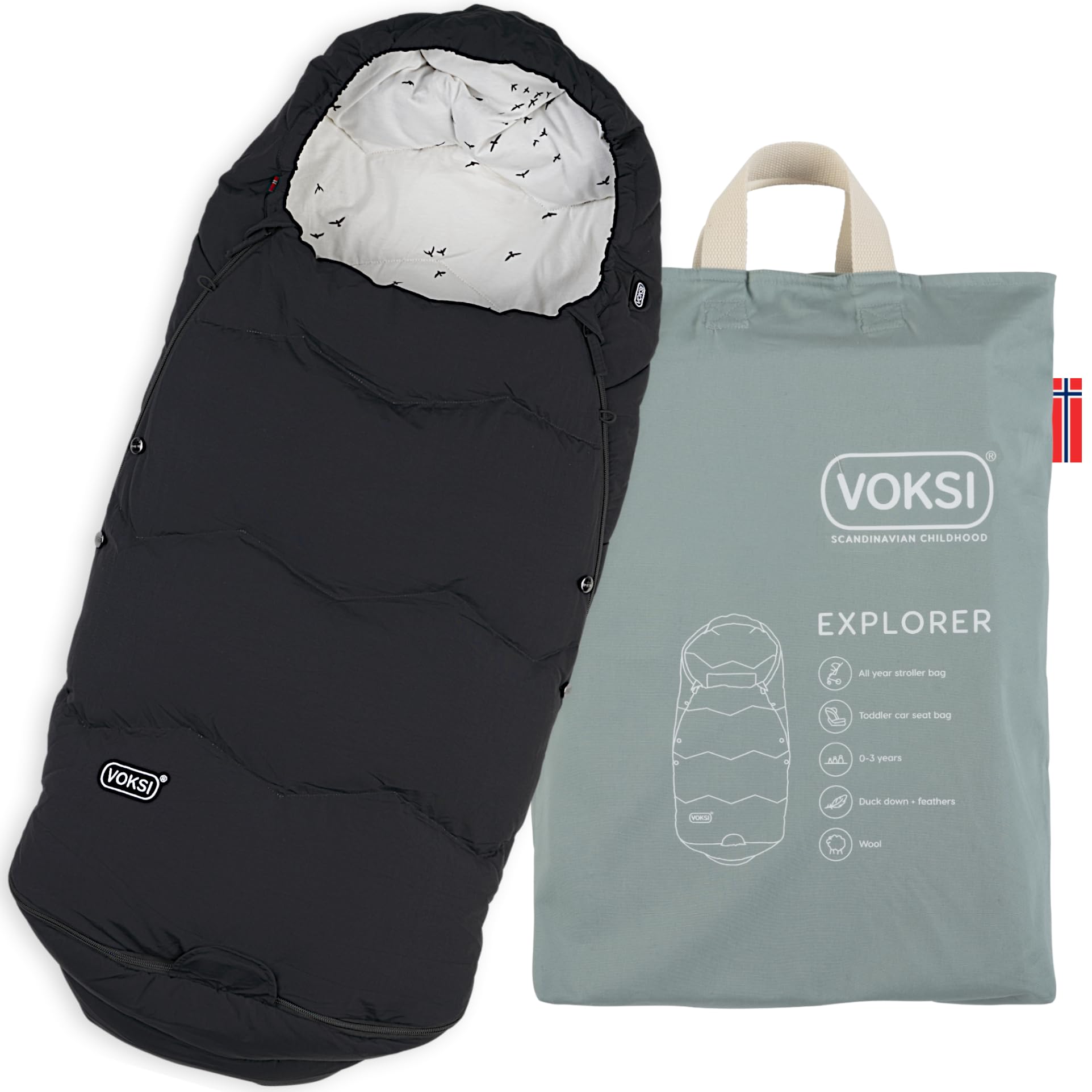 Stroller Footmuff, Natural Wool and Down, Universal Fit