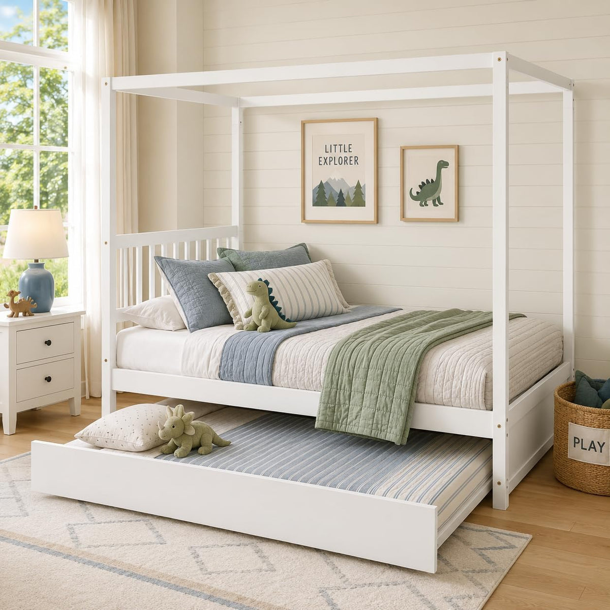 Full Size Canopy Daybed with Trundle | Solid Wood Bed Frame
