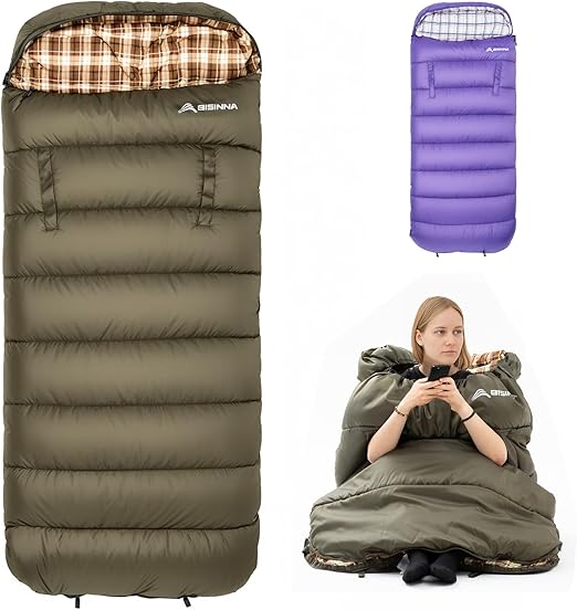 Flannel XXL Sleeping Bag (90.55"x39.37") Wearable Sleeping Bag