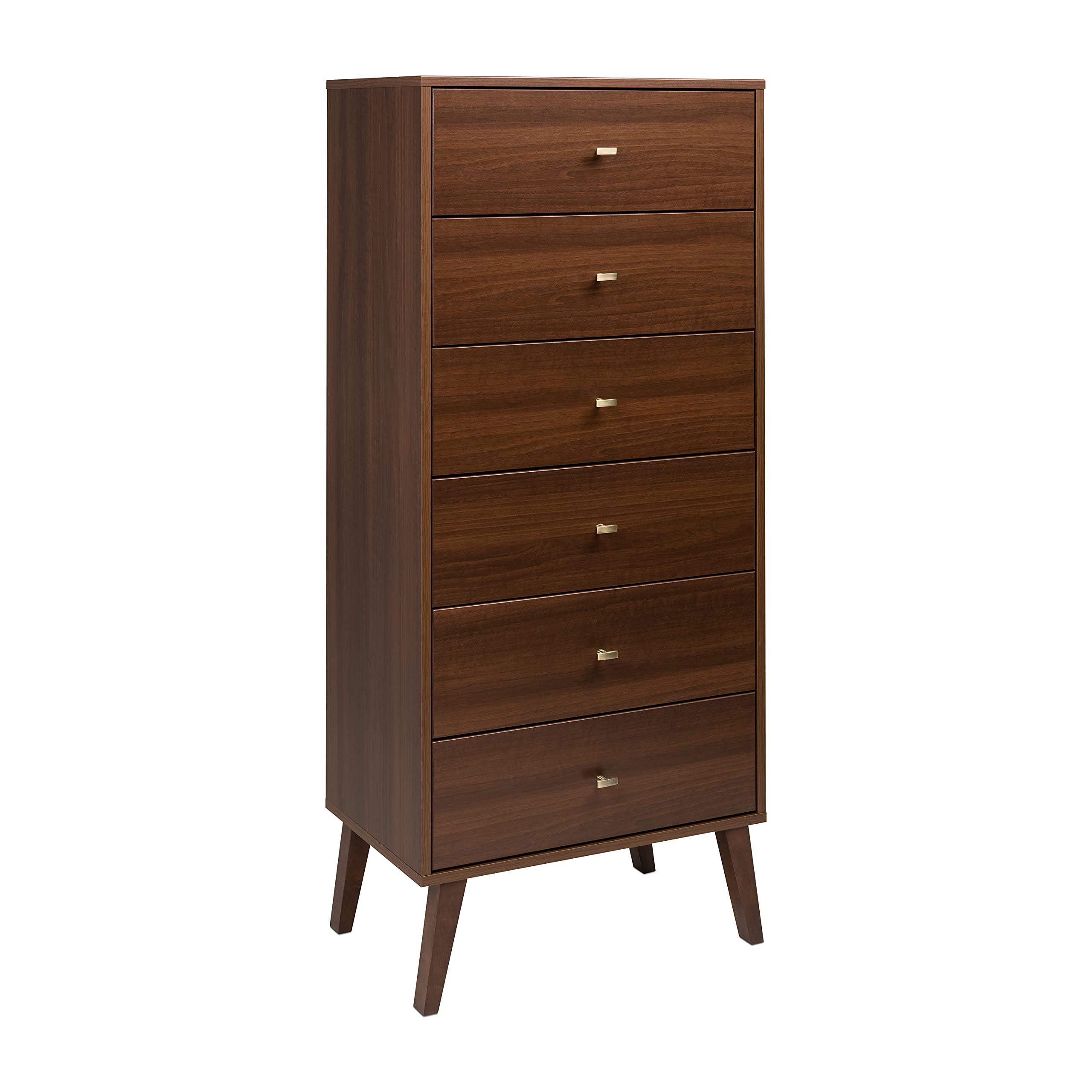 Milo Mid-Century Modern 6 Drawer Dresser, Tall and Narrow Chest of Drawers