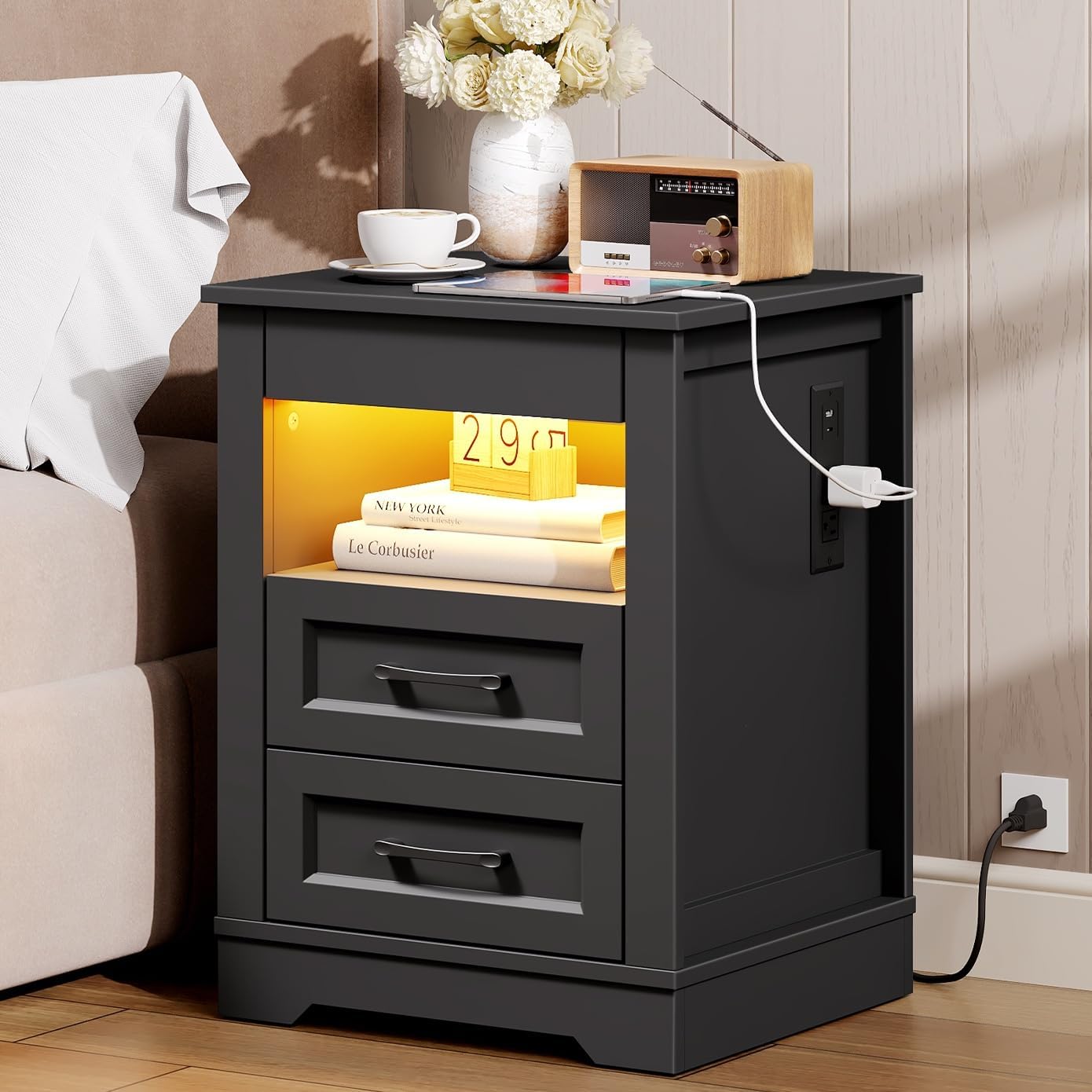 Farmhouse Nightstand with Hidden Gun Drawer