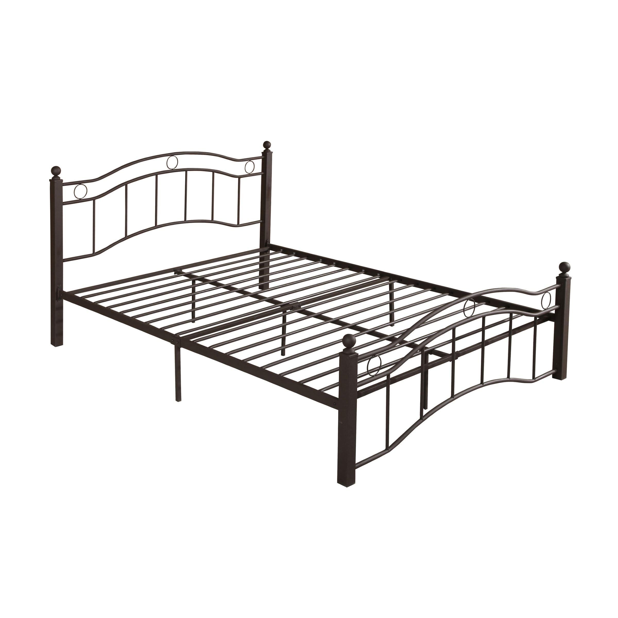 Bouvardia Contemporary Iron King Bed Frame, Hammered Copper