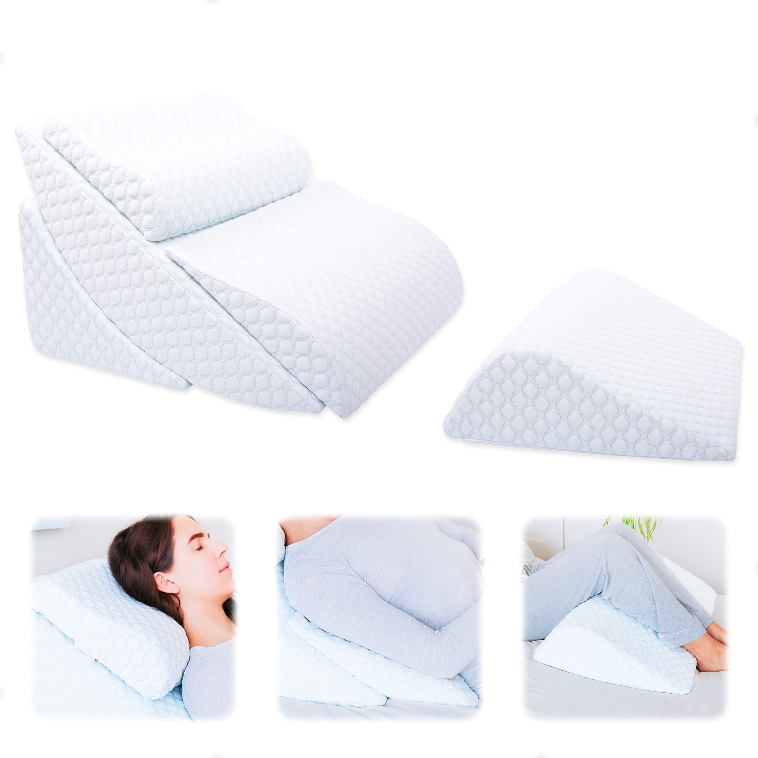 Orthopedic Bed Wedge Pillow Set, Reading Pillow & Back Support for Sleeping