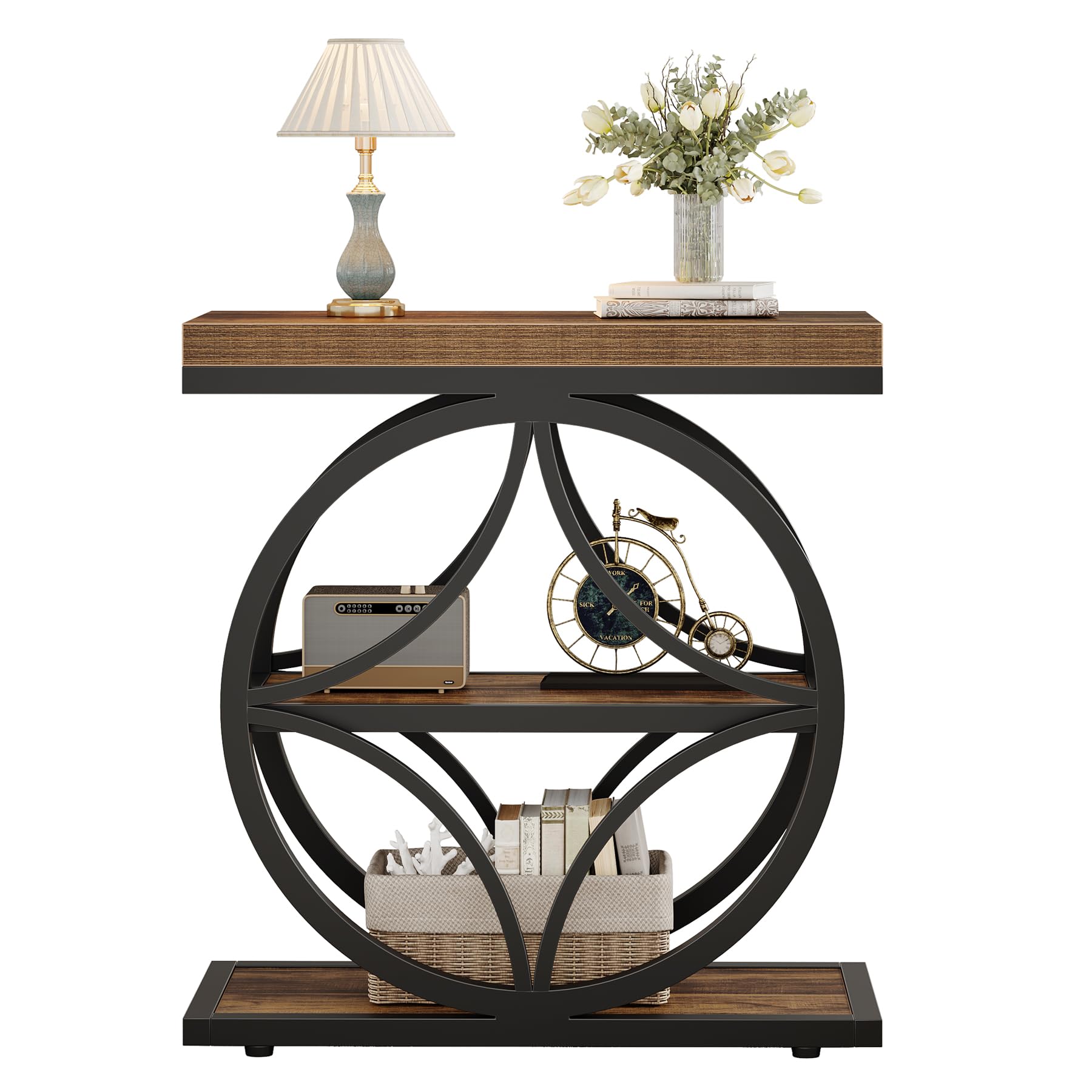 Side Table for Living Room, Narrow Small End Table with 3-Tier Storage