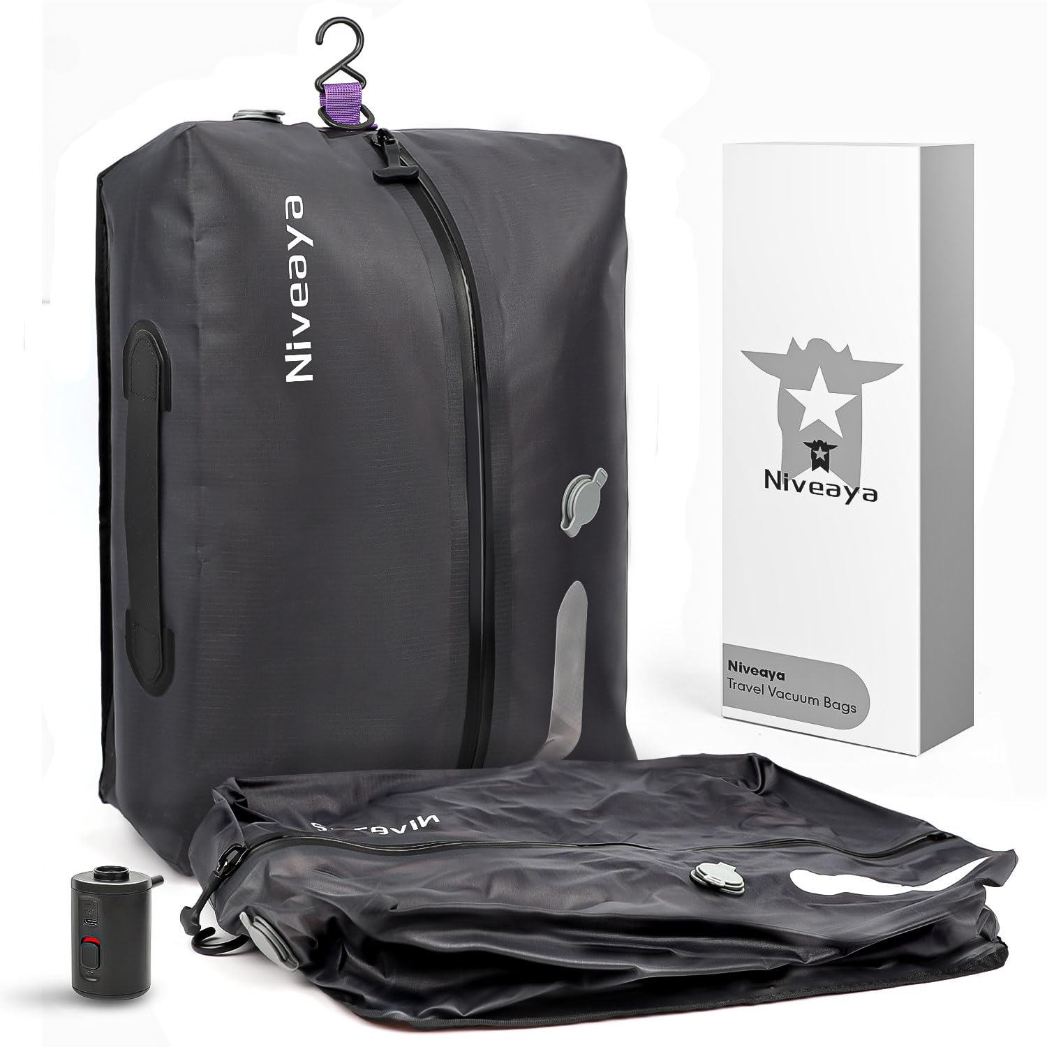 Vacuum Bags for Travel with Wireless Pump, Reusable Compression Storage Bags