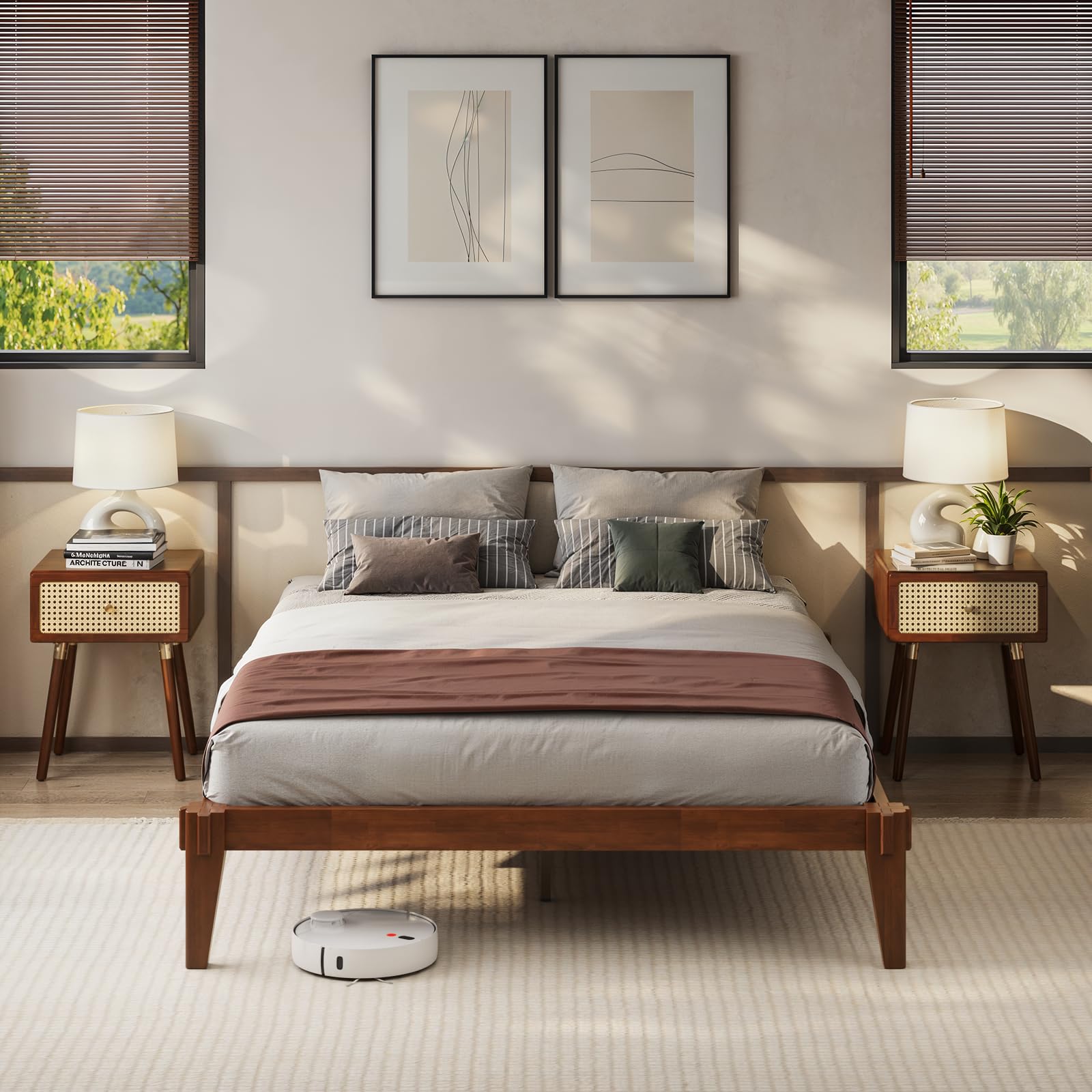 Chalipa 14” Queen Bed Frame - Solid Wood Platform Bed - Japanese Joinery Bed Frame