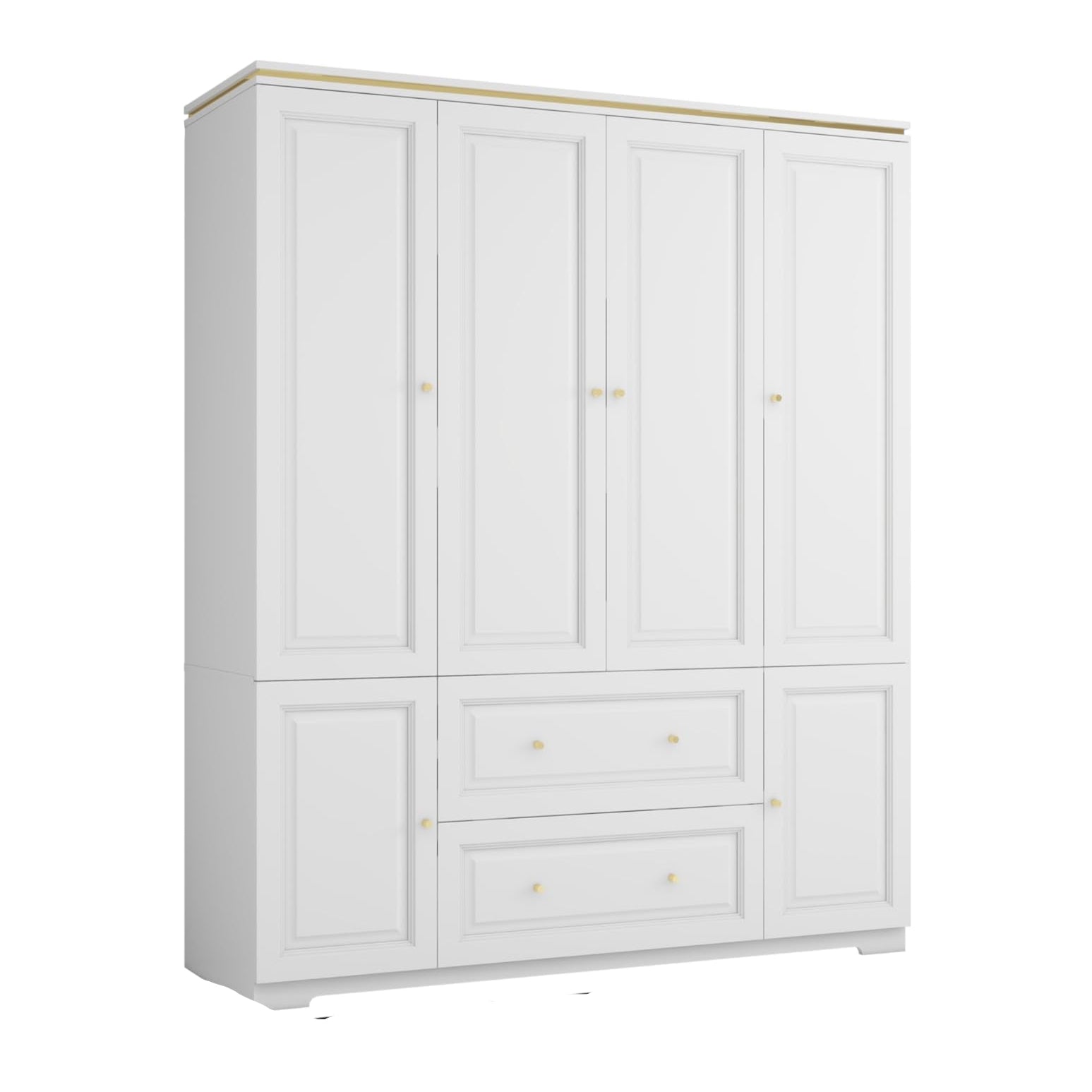 White Armoire Wardrobe Closet with Drawers: Wardrobe Closet