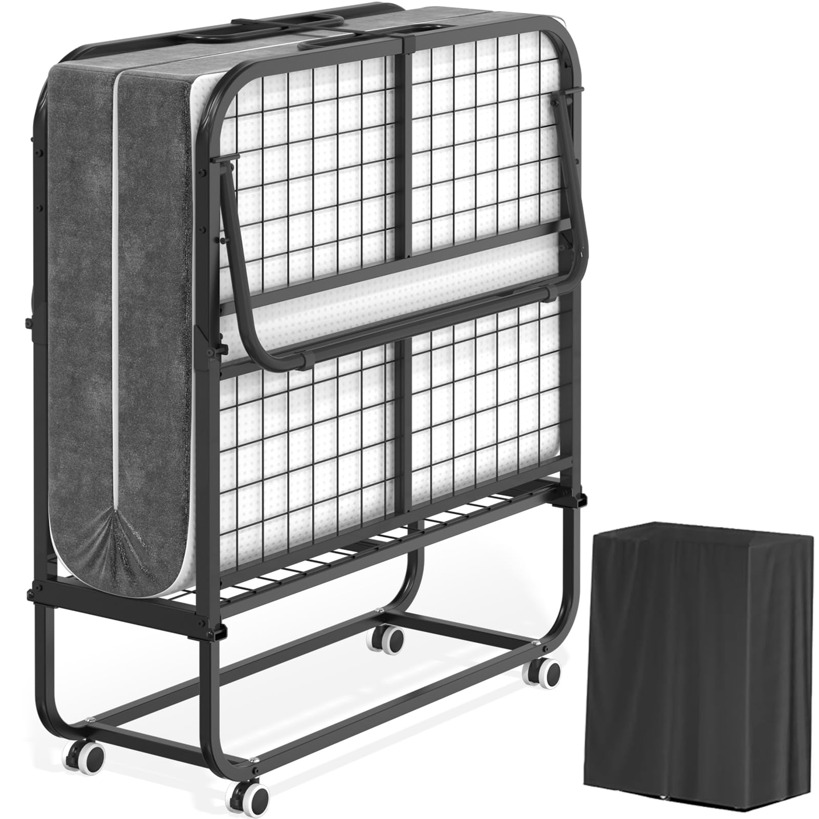 75''x38'' Folding Guest Bed for Adults, Foldable Rollaway Bed with Memory