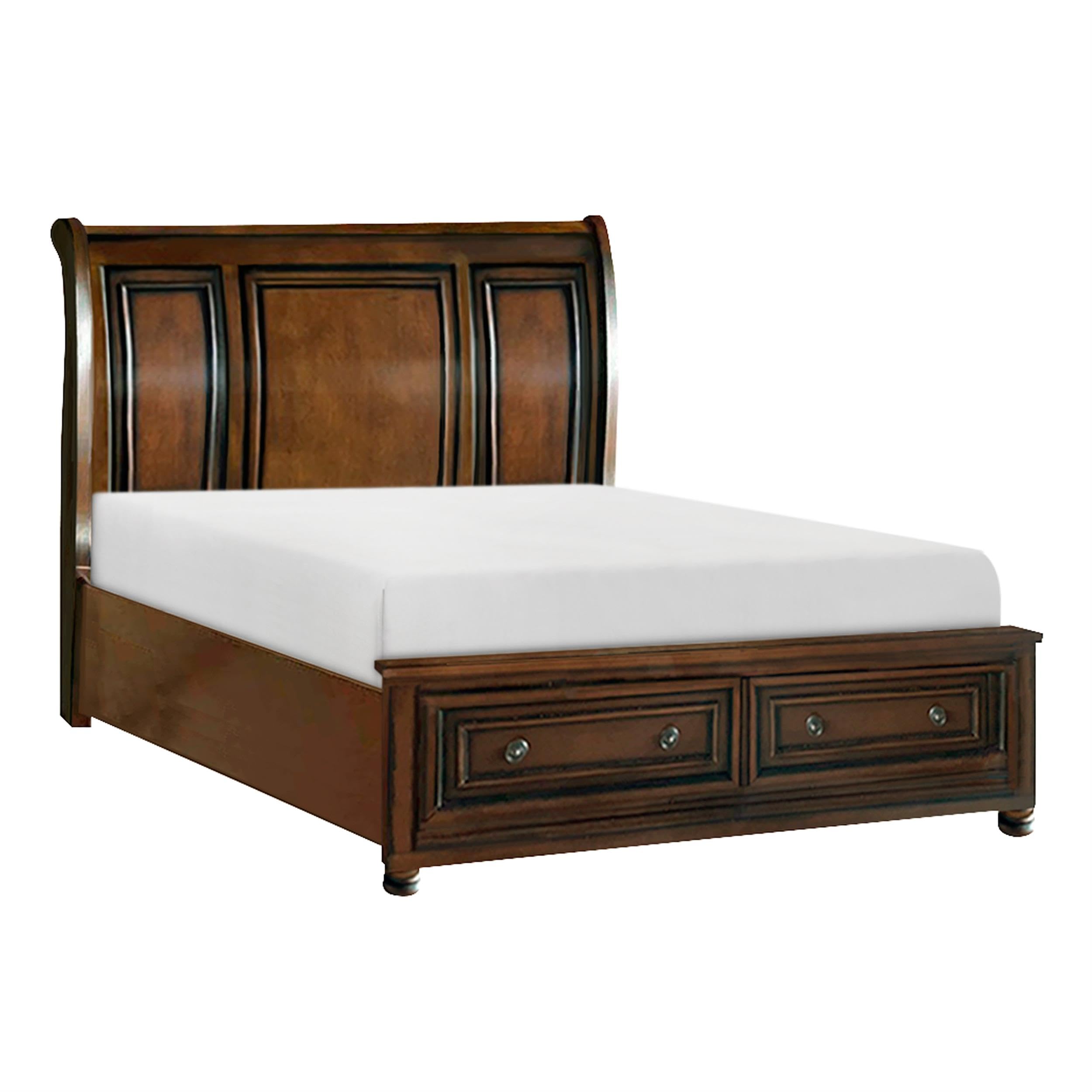 Cumberland 2 Drawers Wood California King Sleigh Bed in Brown Cherry