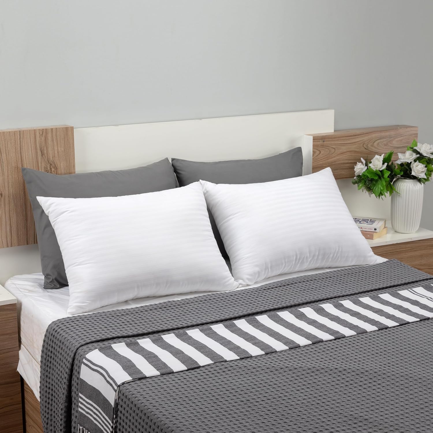Pillows King Size Set of 4 (White), Hotel Pillows, Cooling Pillow for Side