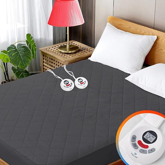 Heated Mattress Pad Queen Size Quilted Zone Heating Electric Bed Warmer Luxury
