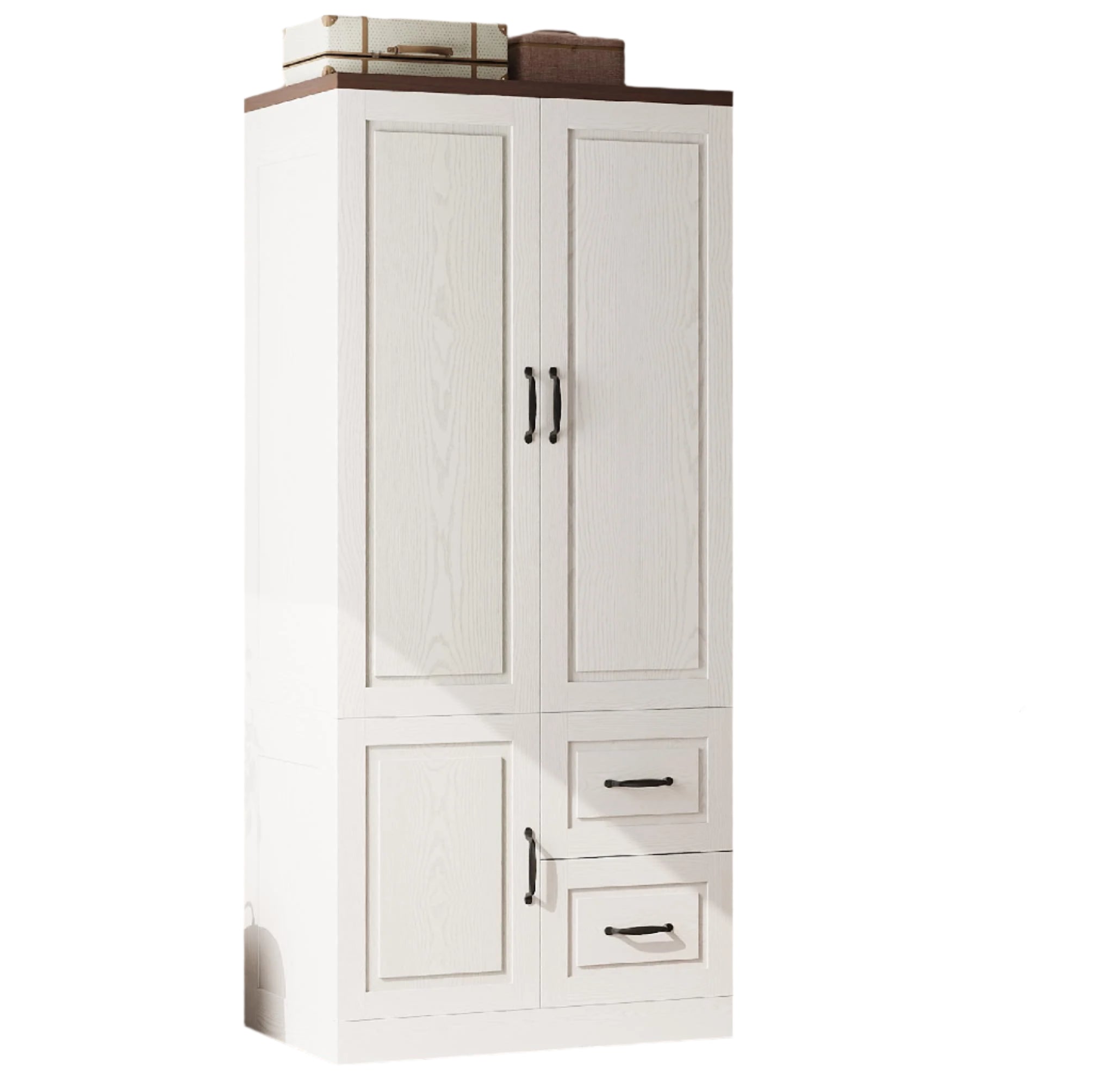 Armoire Wardrobe Closet with Drawers, 71 Inches Tall Wooden Modern Bedroom Armoires