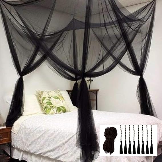 Bed Canopy with LED Star Lights, Canopy Bed Curtain with RGB Color Changing String