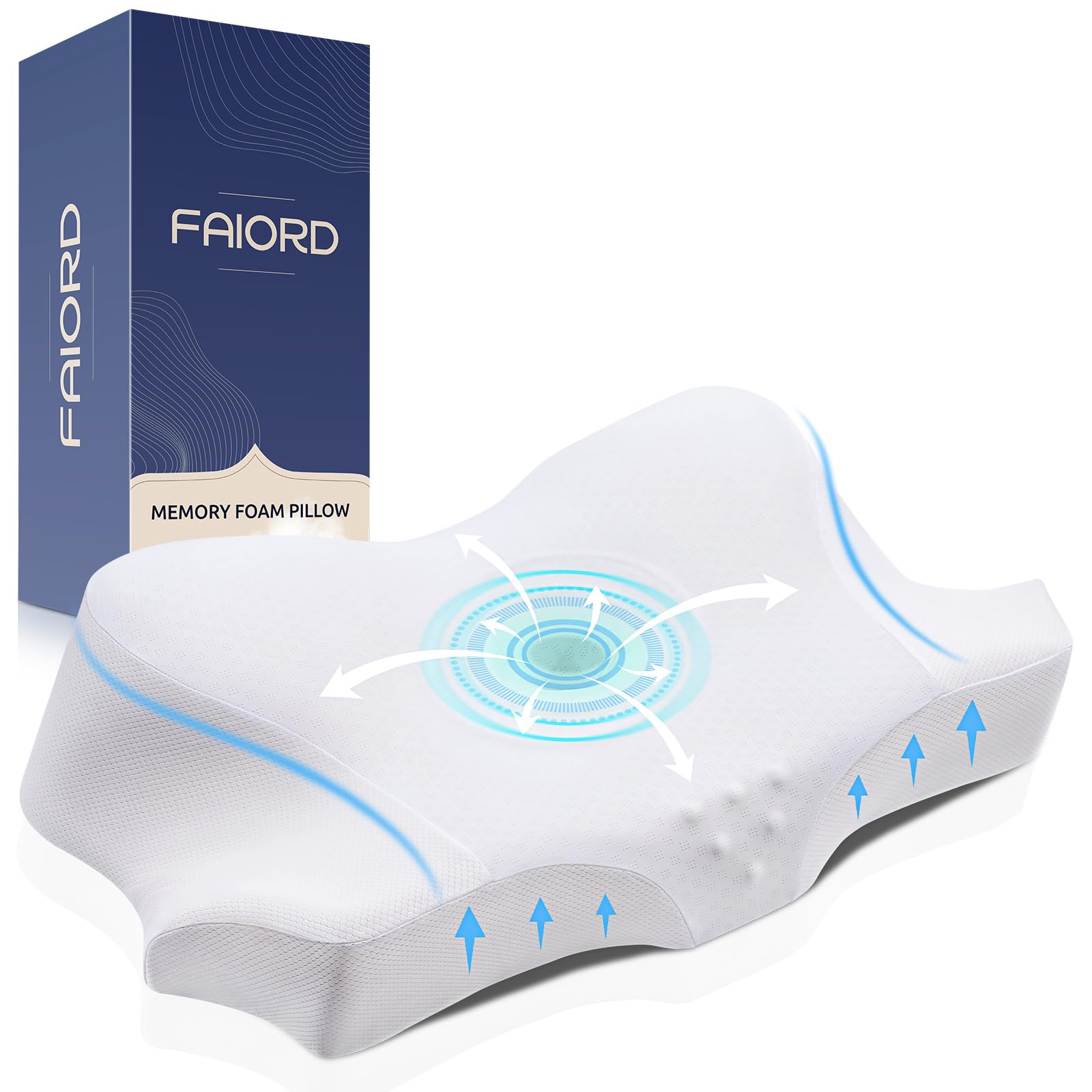 Pillow for Neck Pain Relief, Ergonomic Contoured Orthopedic Pillows