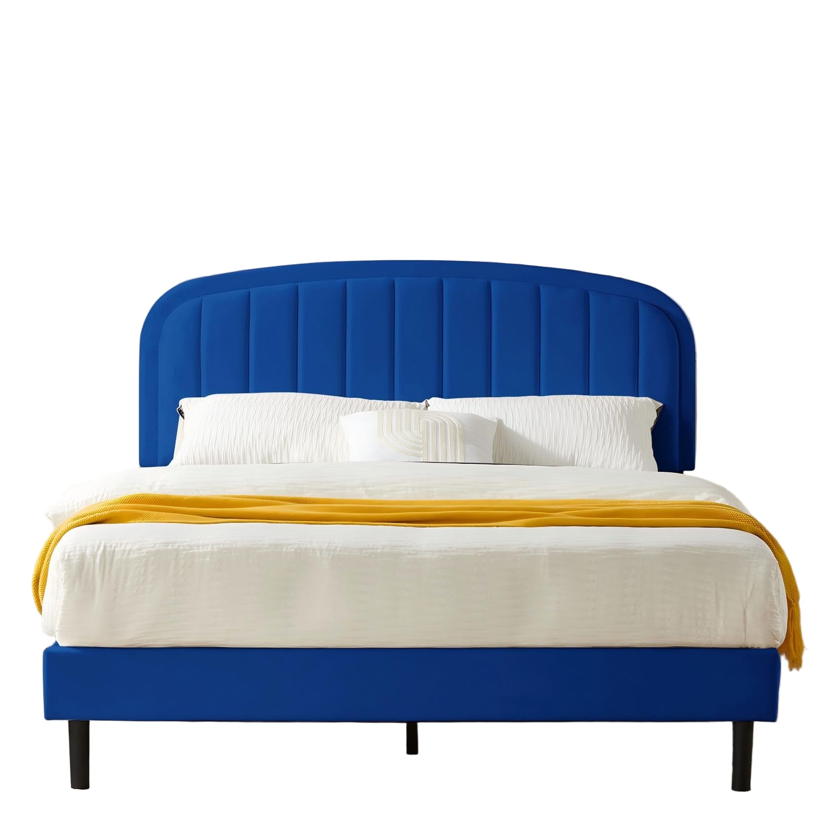 Queen Bed Frame, Soft Bedframe with Rounded Corners