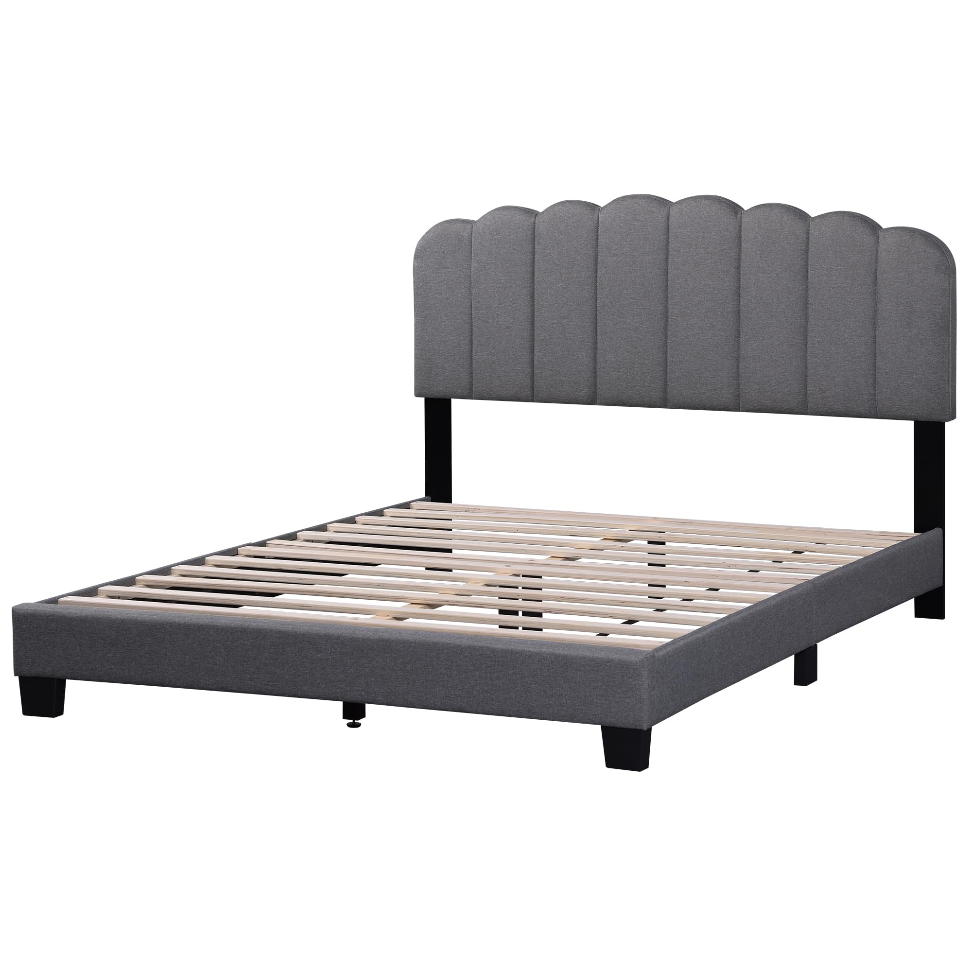 Queen Bed Frame with Upholstered Headboard