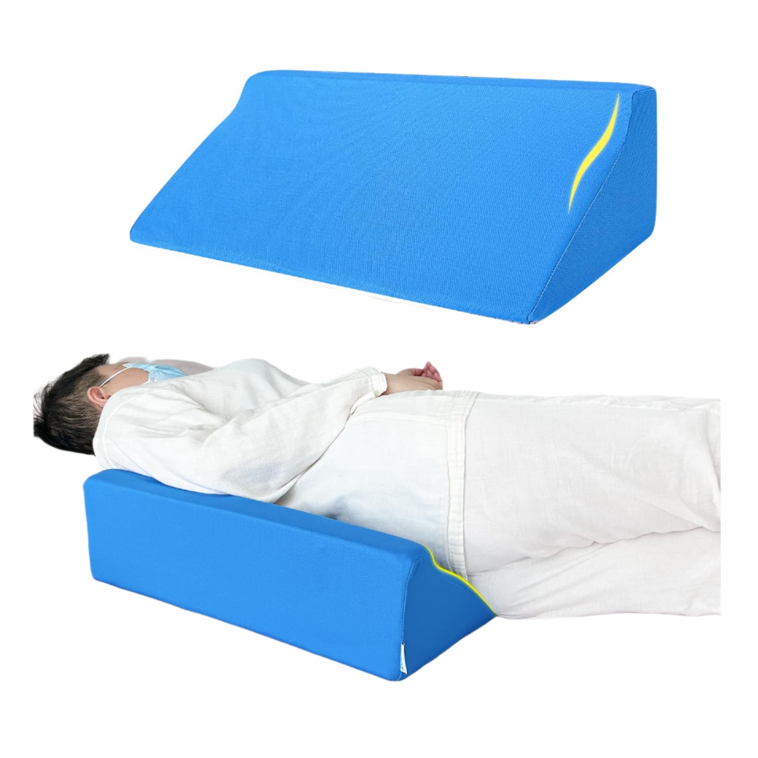 Bed Wedge Pillow For Sleeping Seniors Post Surgery Incline Pillow Bedsore Pressure Relief Cushions For Butt Lifting Patient Turning Triangle Foam Wedges For Bed Positioning Body Back Support (Blue)