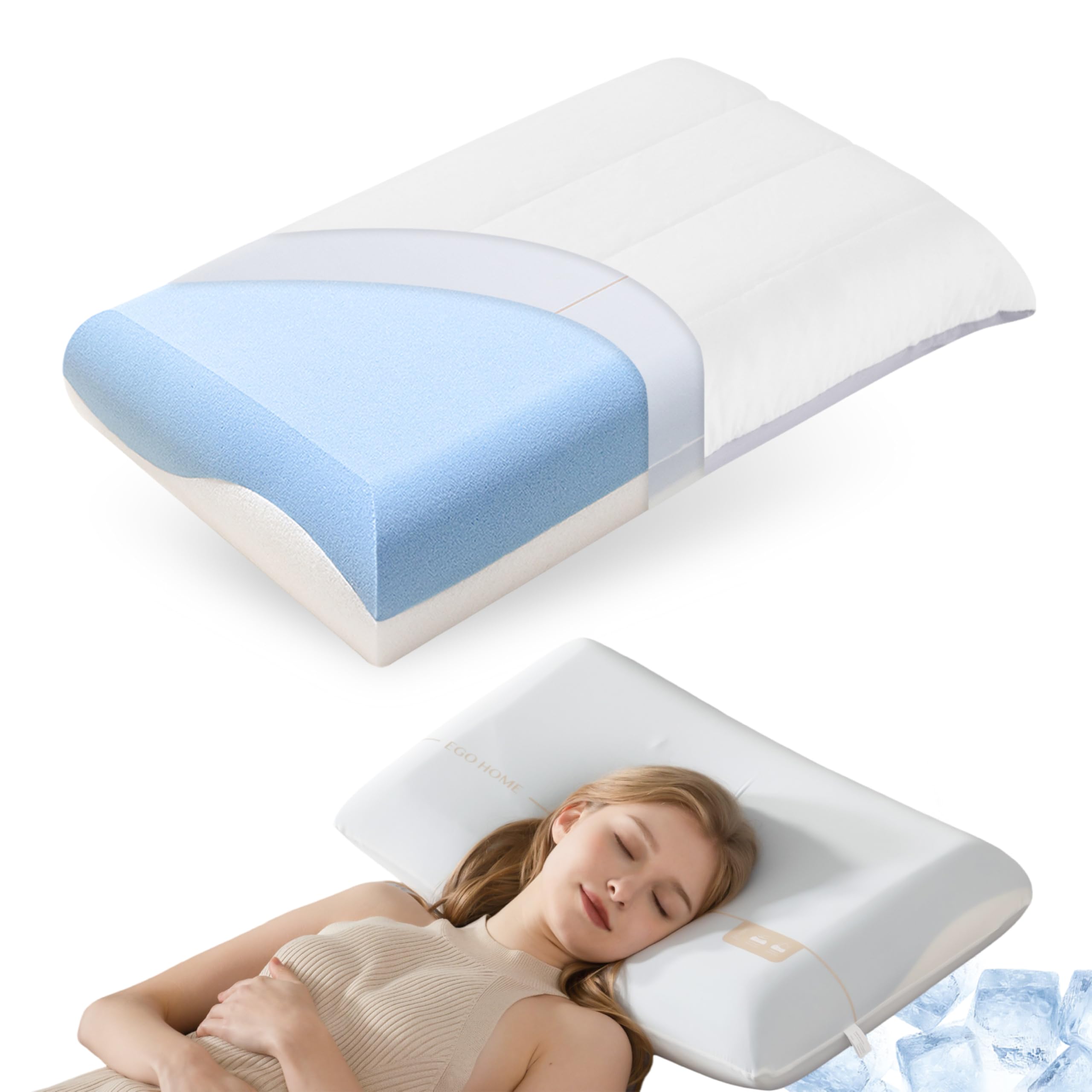 Bed Pillow for Sleeping, Cooling Pillows for Neck and Shoulder Pain