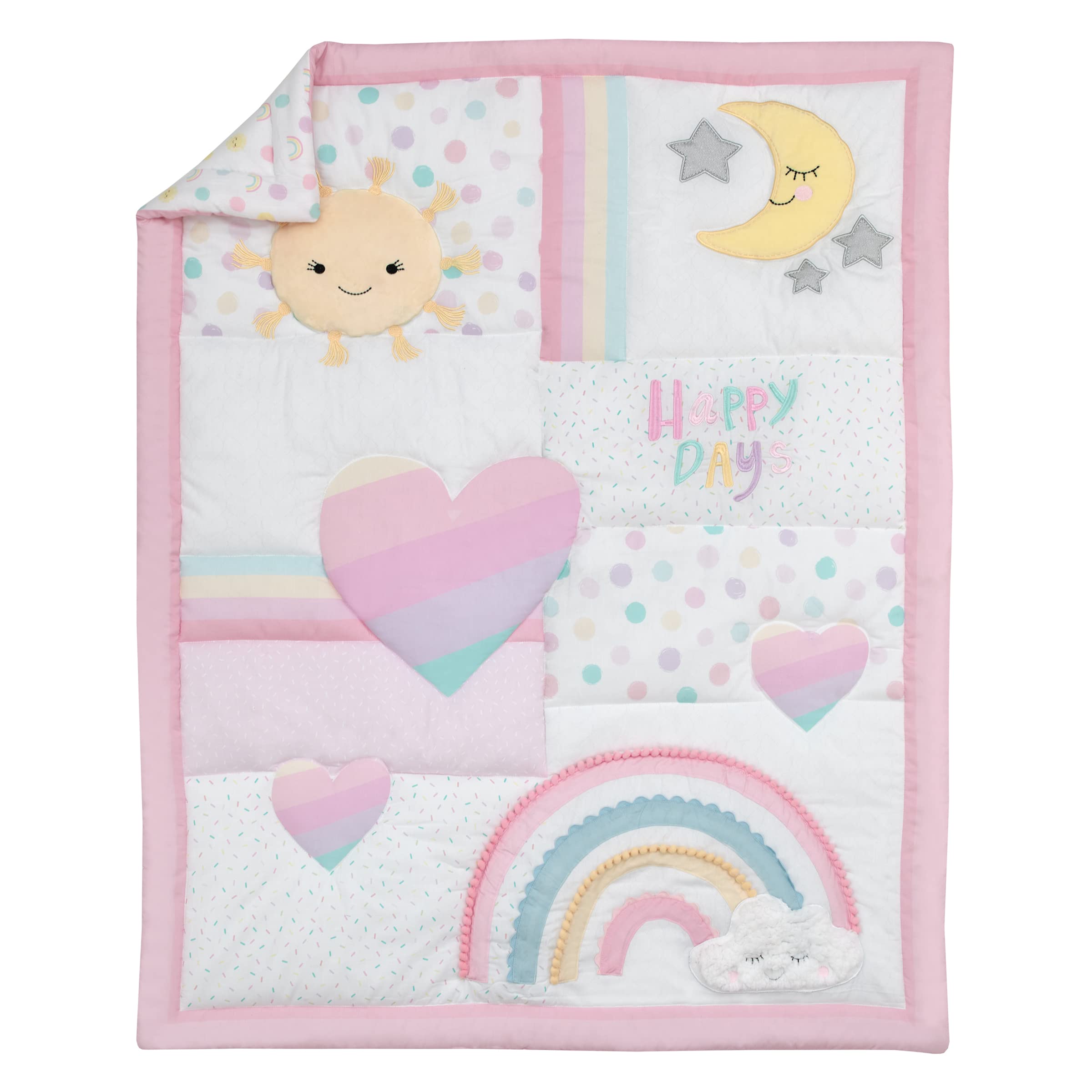 Happy Days Pink, White, and Yellow Rainbows and Sunshine 4 Piece Nursery