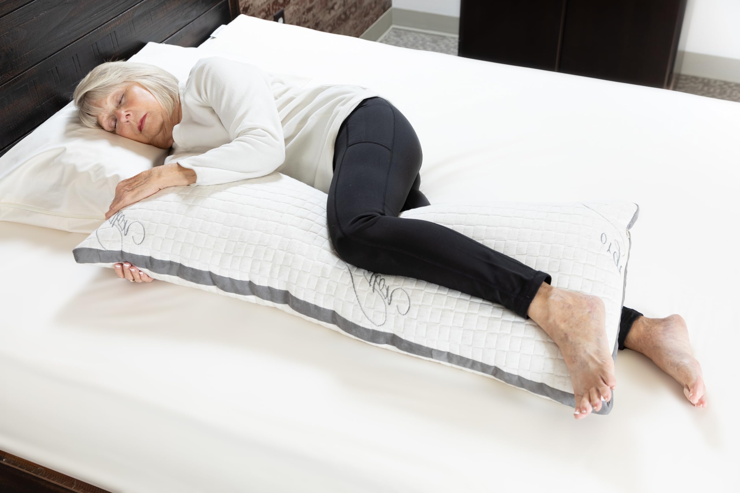 Body Pillow for Side Sleepers, Adjustable Natural Latex Fill for Back & Neck Pain Relief