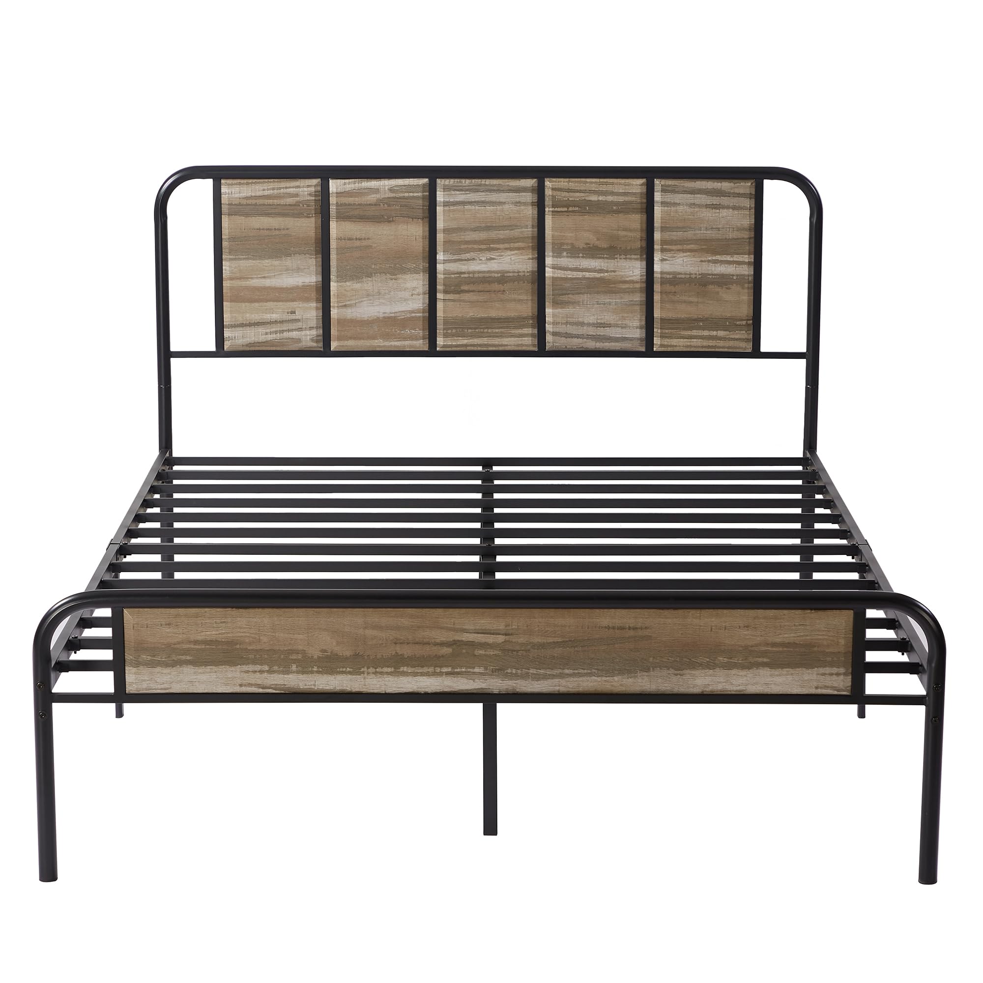 Full Size Platform Bed Frame with Wooden Headboard