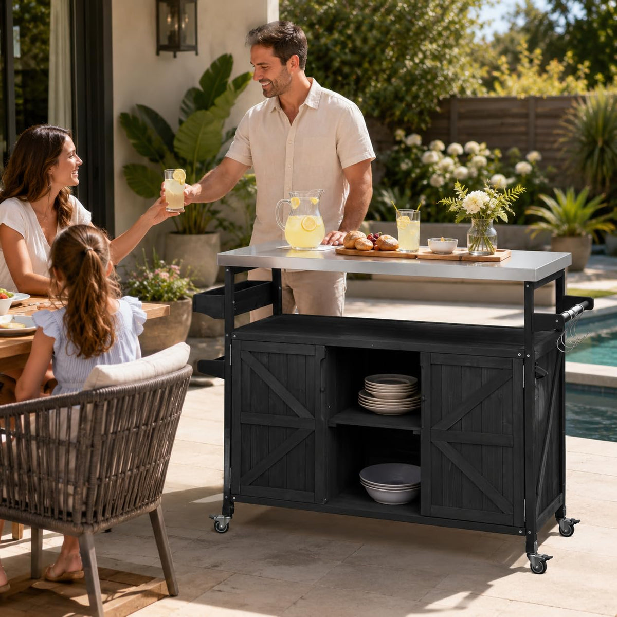 Outdoor Kitchen Island with Storage Cabinet