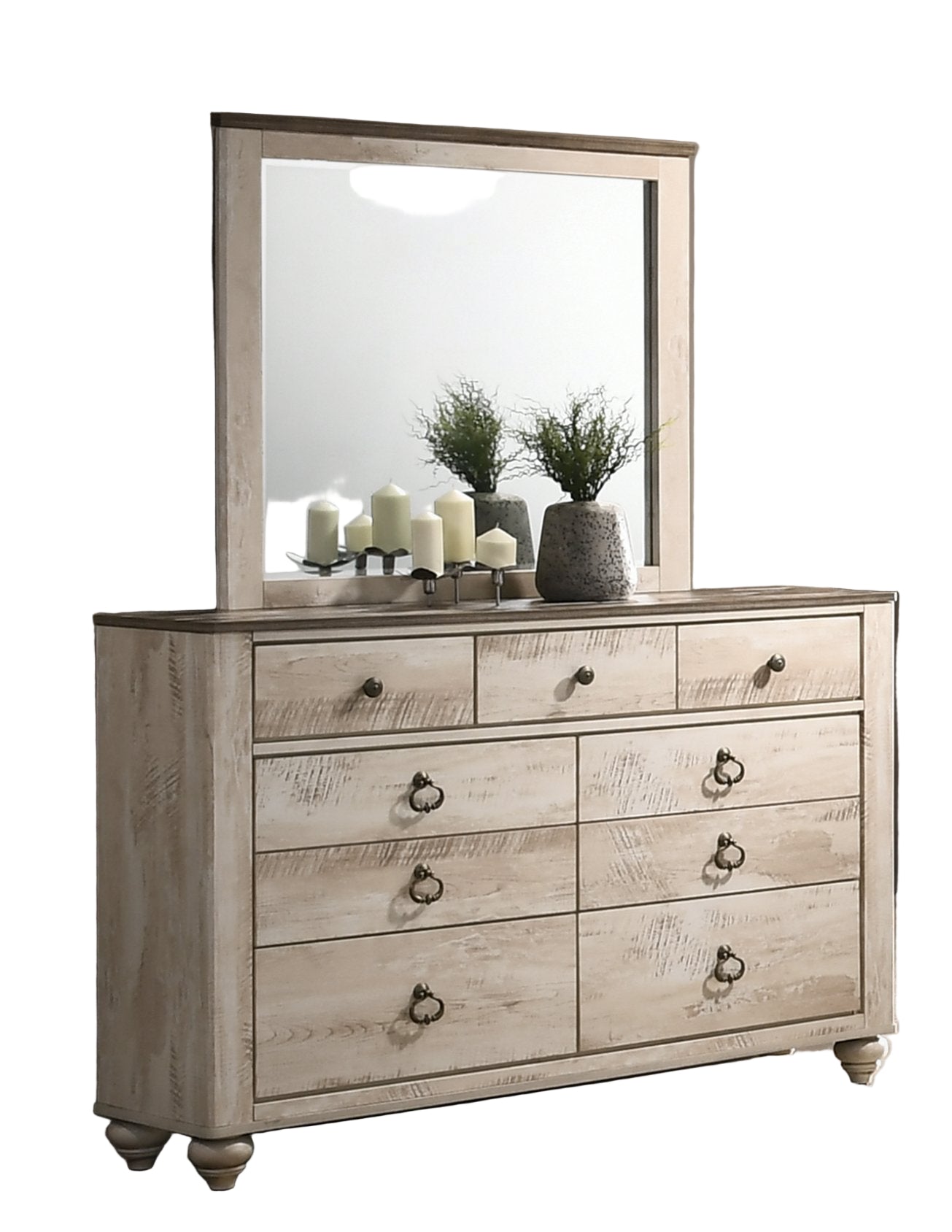 Imerland Contemporary White Wash Finish 5 Piece Bedroom Set