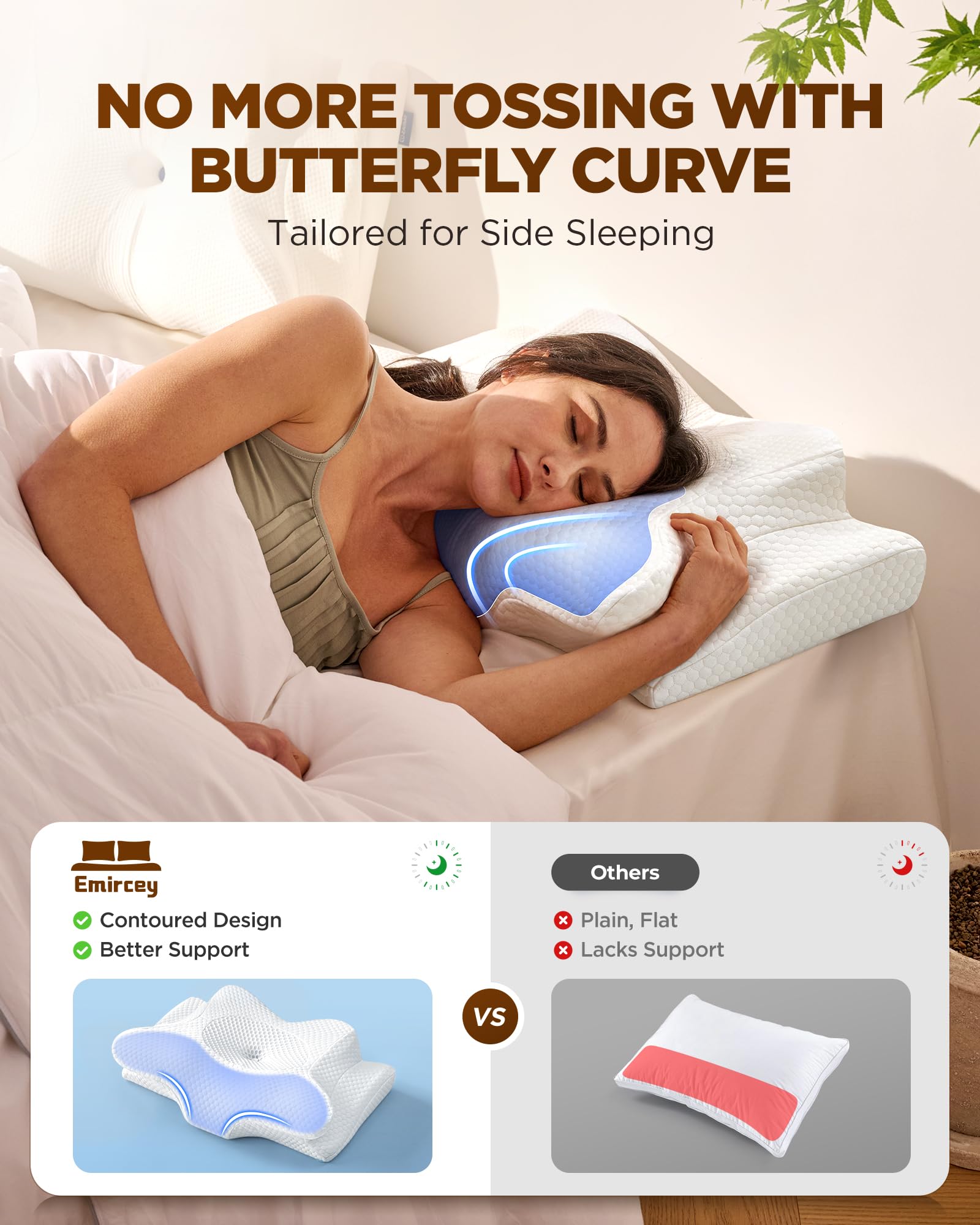Pain Cervical Neck Pillow for Sleeping, Ergonomic Side Sleeper Pillows