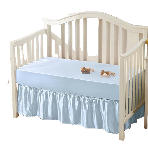 2-Piece Set Satin Crib Sheets & Crib Bed Skirt