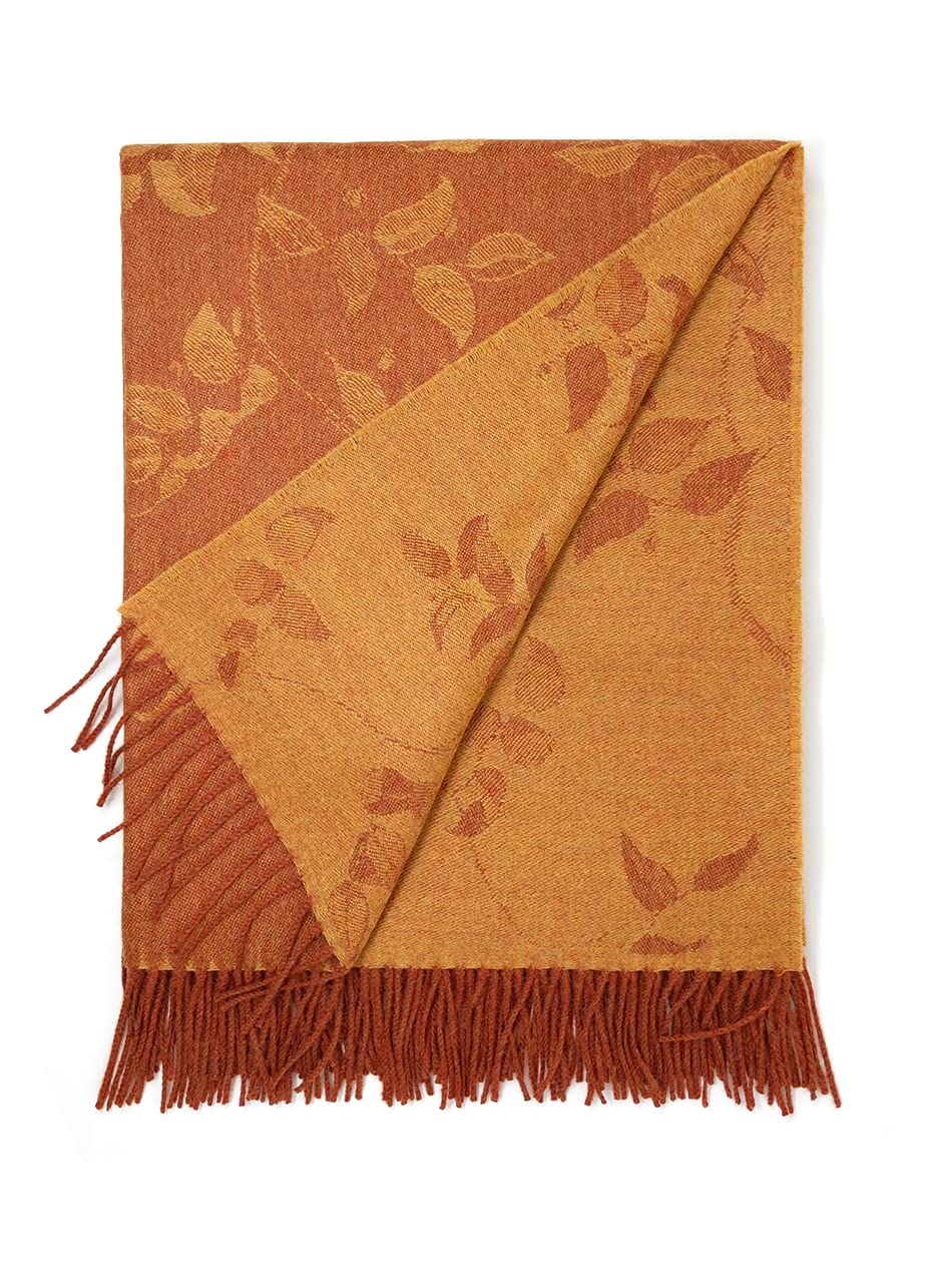 Leaf Botanical Alpaca Throw Blanket | 100% Baby Alpaca Wool | 5.9 Feet