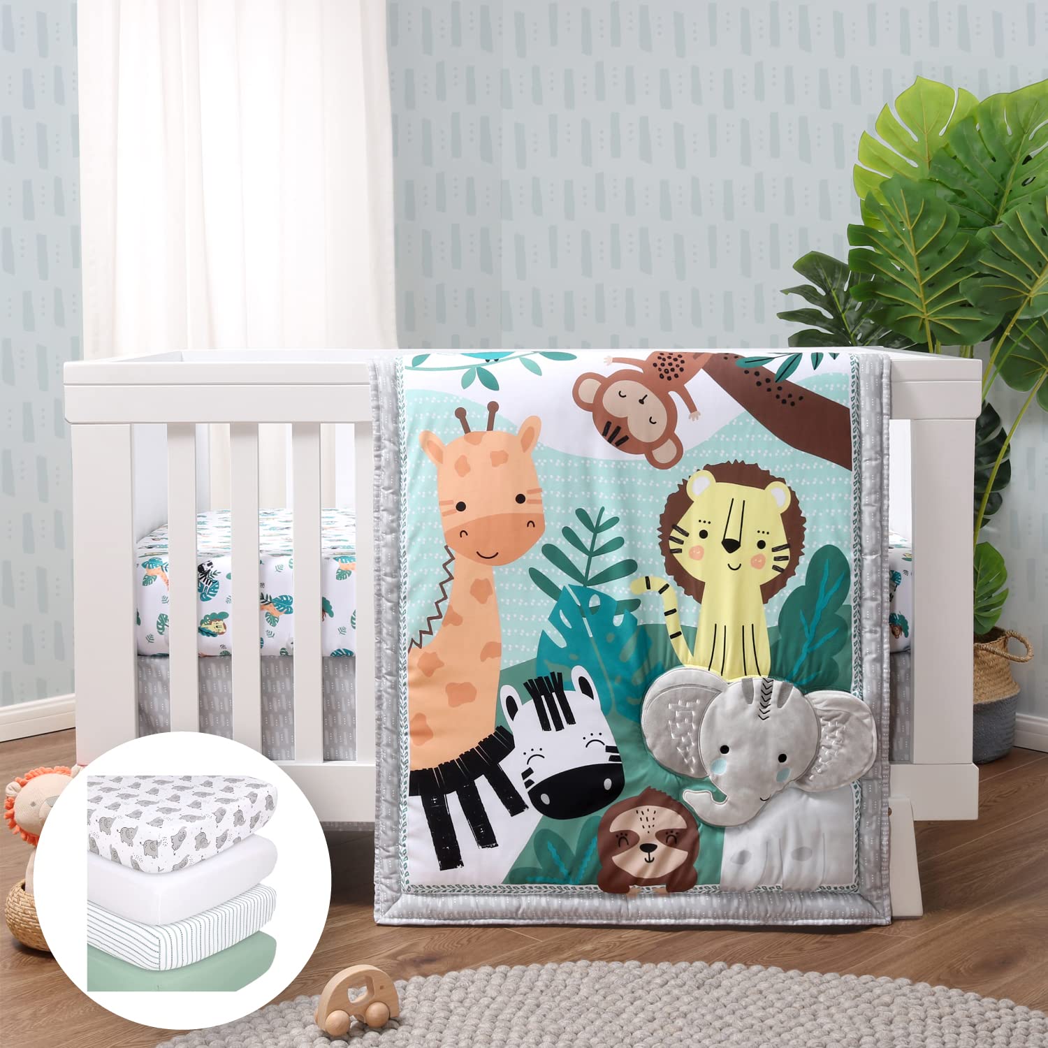 Crib Bedding Sets, Safari Animals (7 Piece Crib Set)