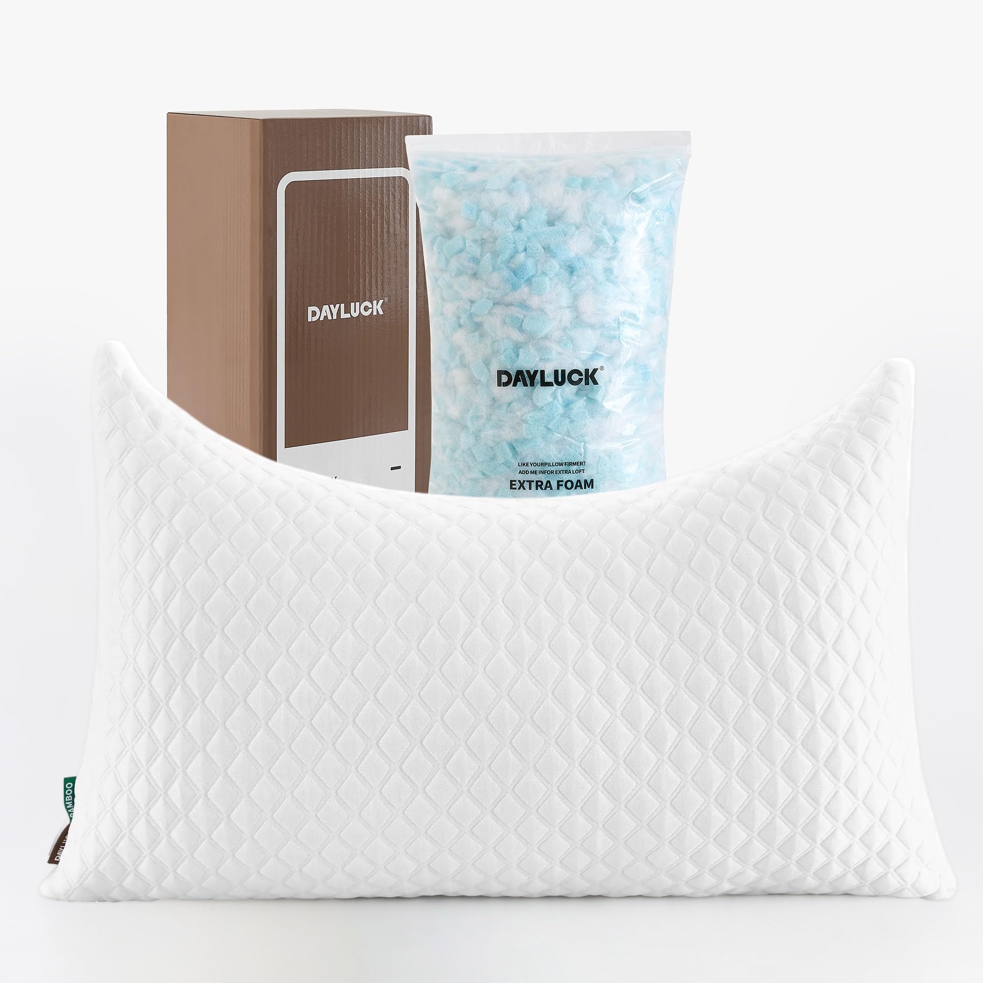 Cooling Pillow for Side Sleepers - Ergonomic Curved Design & Adjustable Shredded