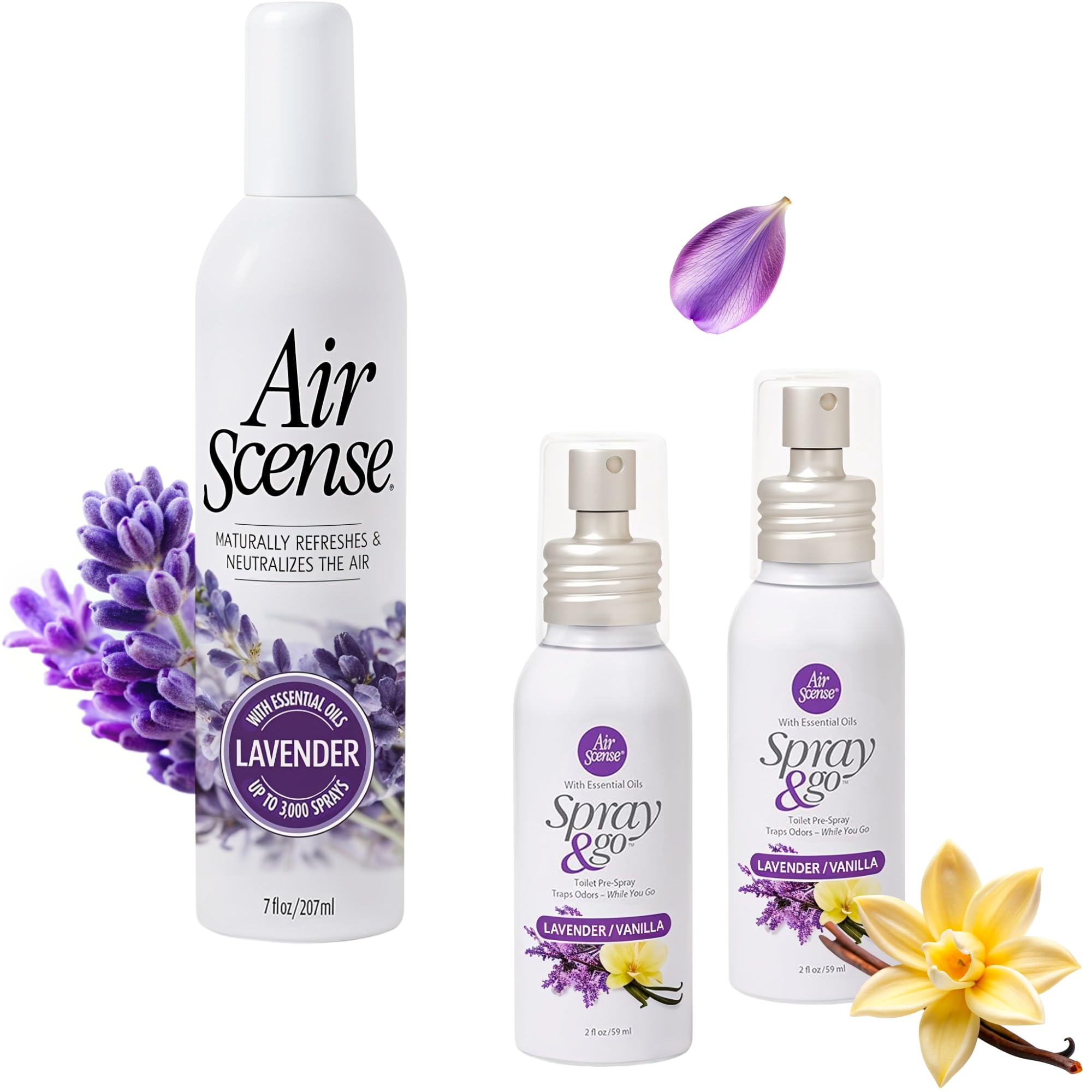 Essential Oil Air Freshener, Non-Aerosol, 3-PK (Lovely Lavender Bundle) 1ea 7oz Lav and