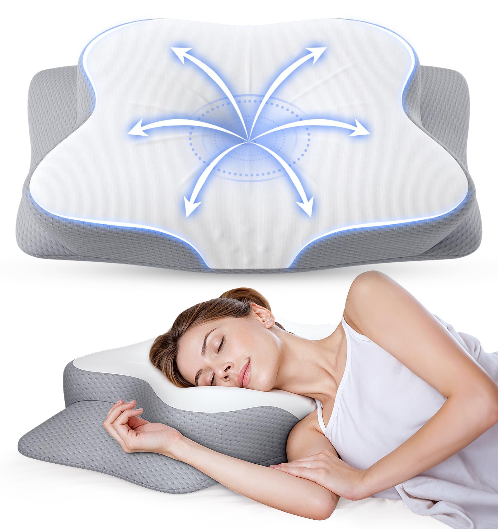 Cervical Pillow for Neck Pain Relief - Ergonomic Memory Foam Pillow