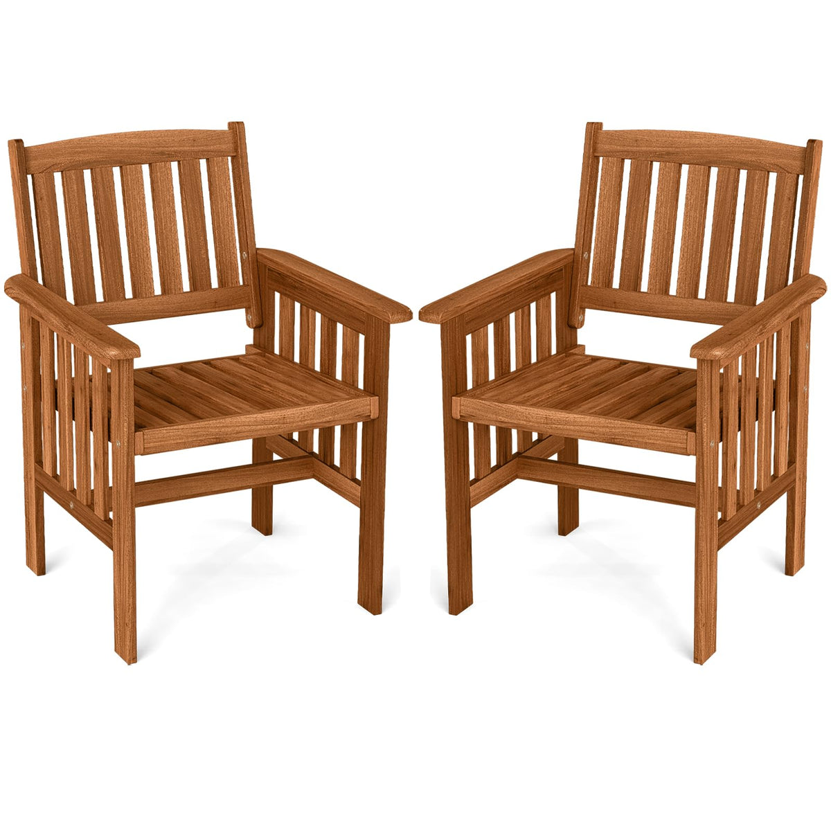 Solid Wood Outdoor Patio Dining Chairs with Armrests
