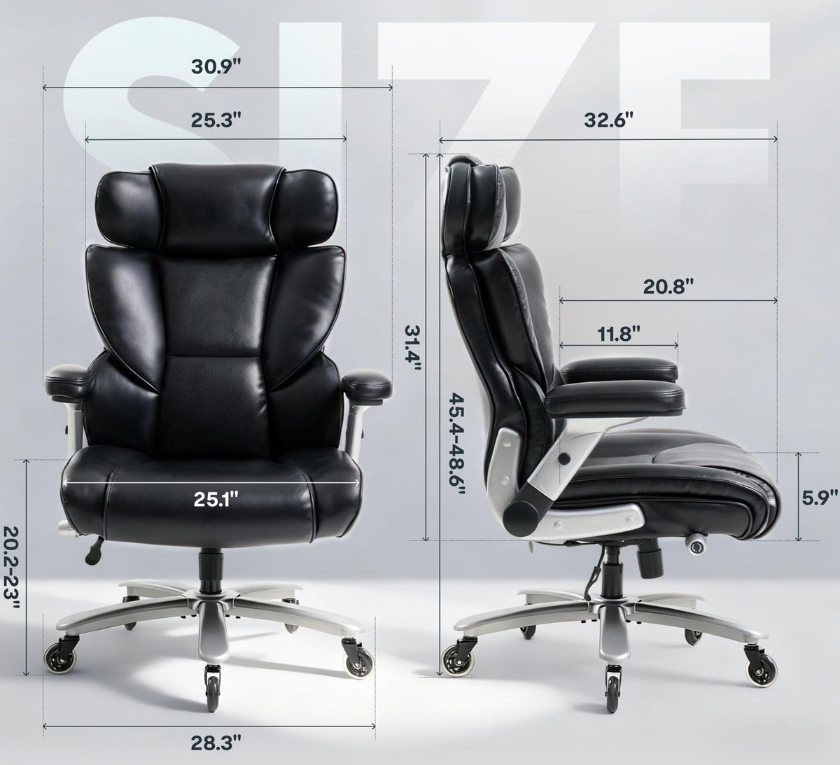 Heavy-Duty Big & Tall Office Chair – 600 lbs, High Back, PU Leather