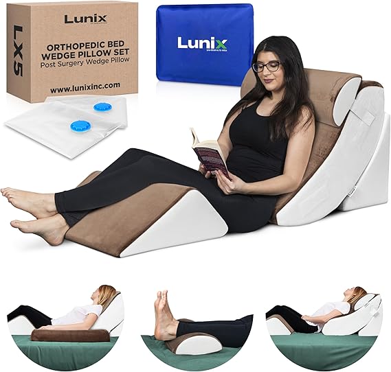 4pcs Orthopedic Bed Wedge Pillow Set, Post Surgery Aloe Vera Memory Foam for Back