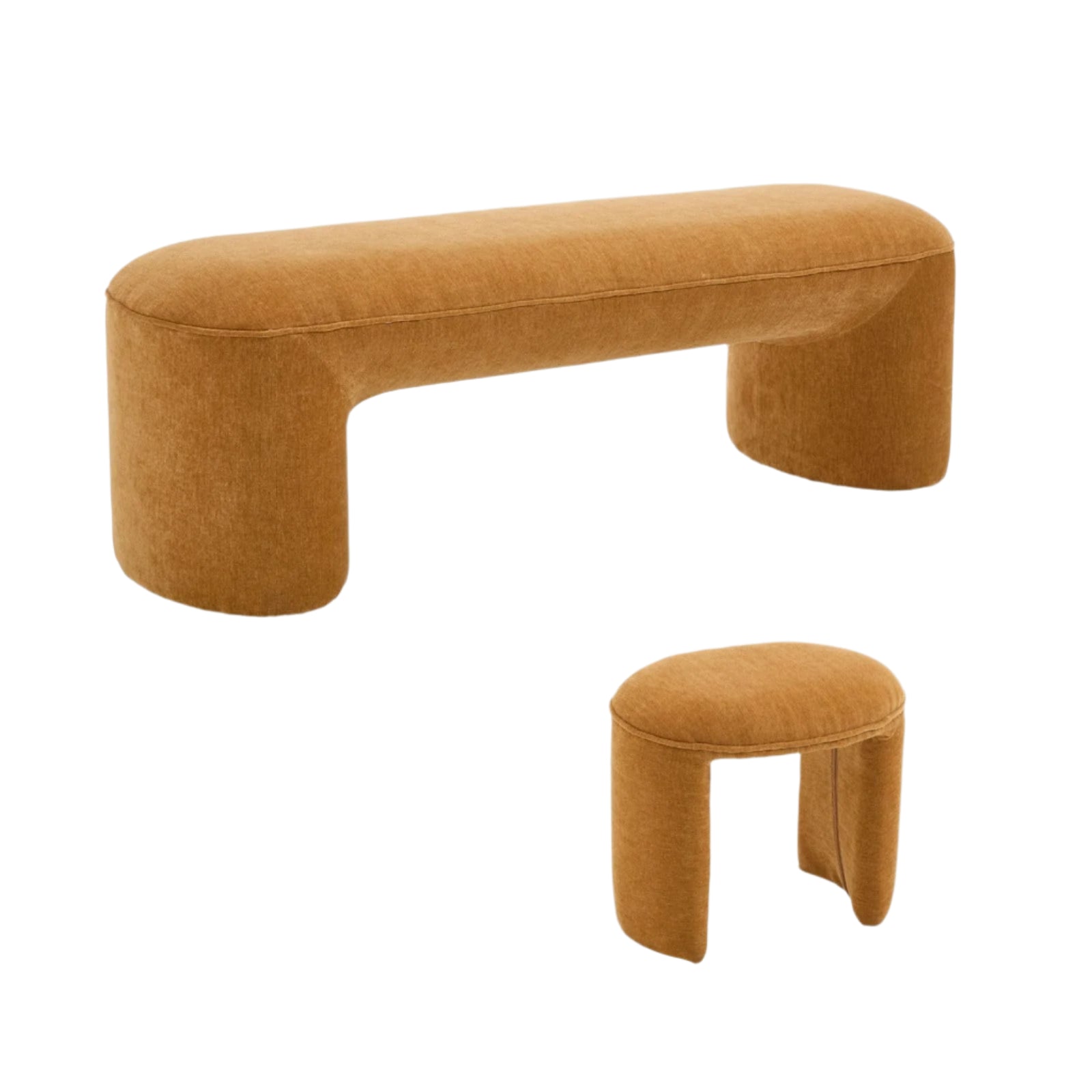 Piece Nesting Ottoman Bench Set，53" Long Upholstered End